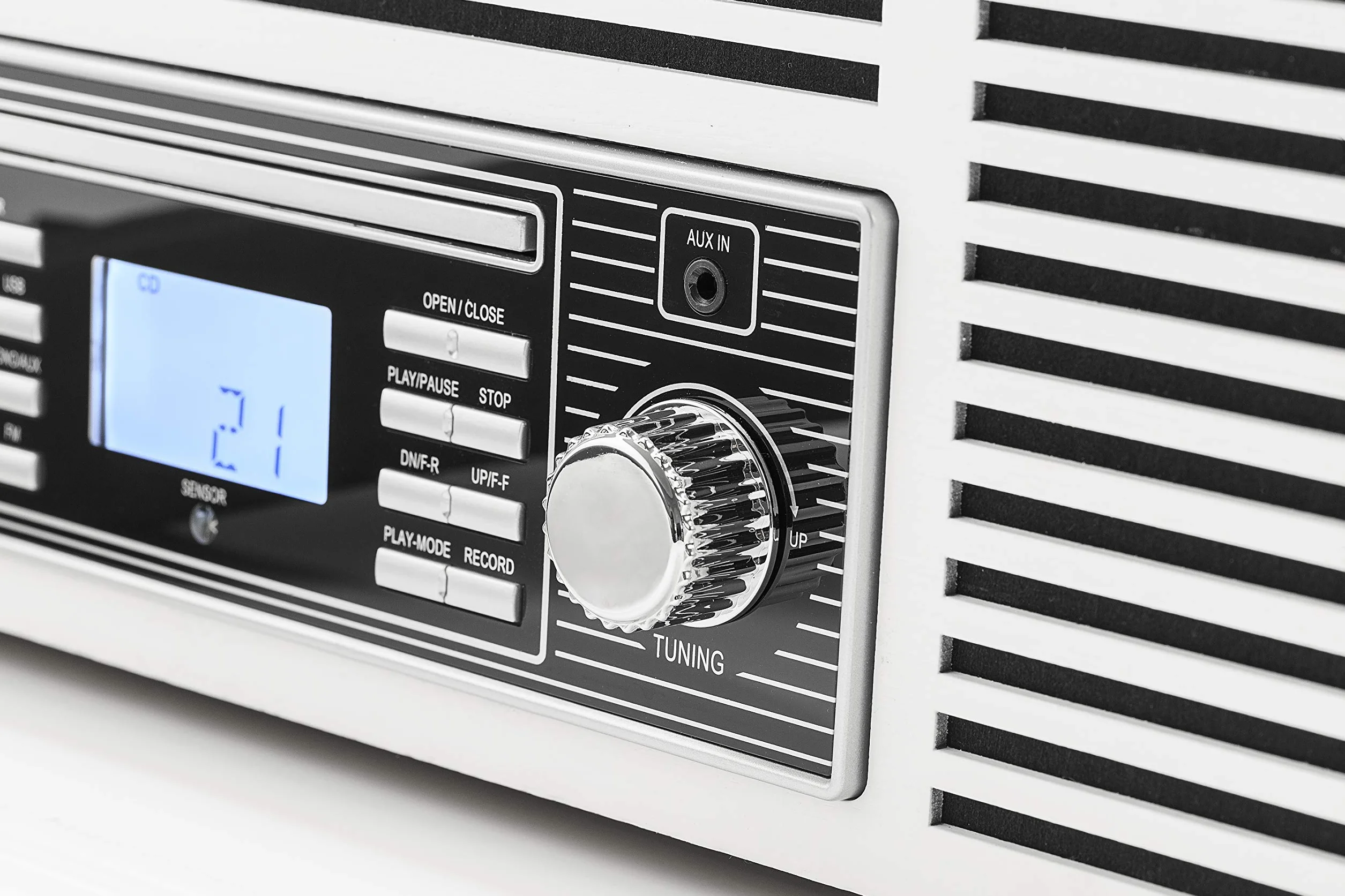 Dual NR 7 Stereo-Nostalgia zestaw muzyczny z gramofonem (tuner FM, CD-RW, MP3, USB, Bluetooth, Aux-In) brązowy