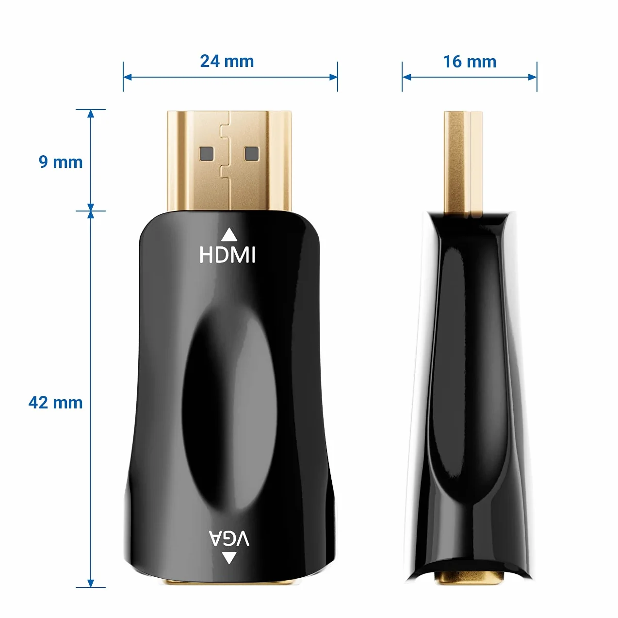 deleyCON Kabel Przejściowy z HDMI na VGA - Kabel Przejściowy z Wtyczki HDMI na Gniazdo VGA Pozłacane Styki do Podłączenia Telewizora Projektora Komputera Laptopa Notebooka