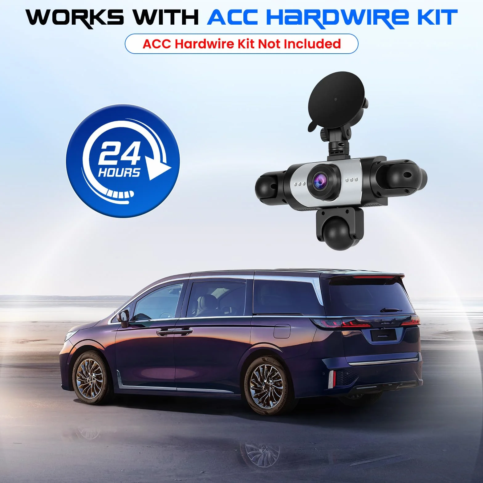 CAMECHO 5-kanałowa dashcam z widzeniem nocnym 1080P obrotowa o 360° kamera samochodowa przód i tył 3,16″ tryb postojowy asysta przy cofaniu nagrywanie cykliczne wykrywanie ruchu