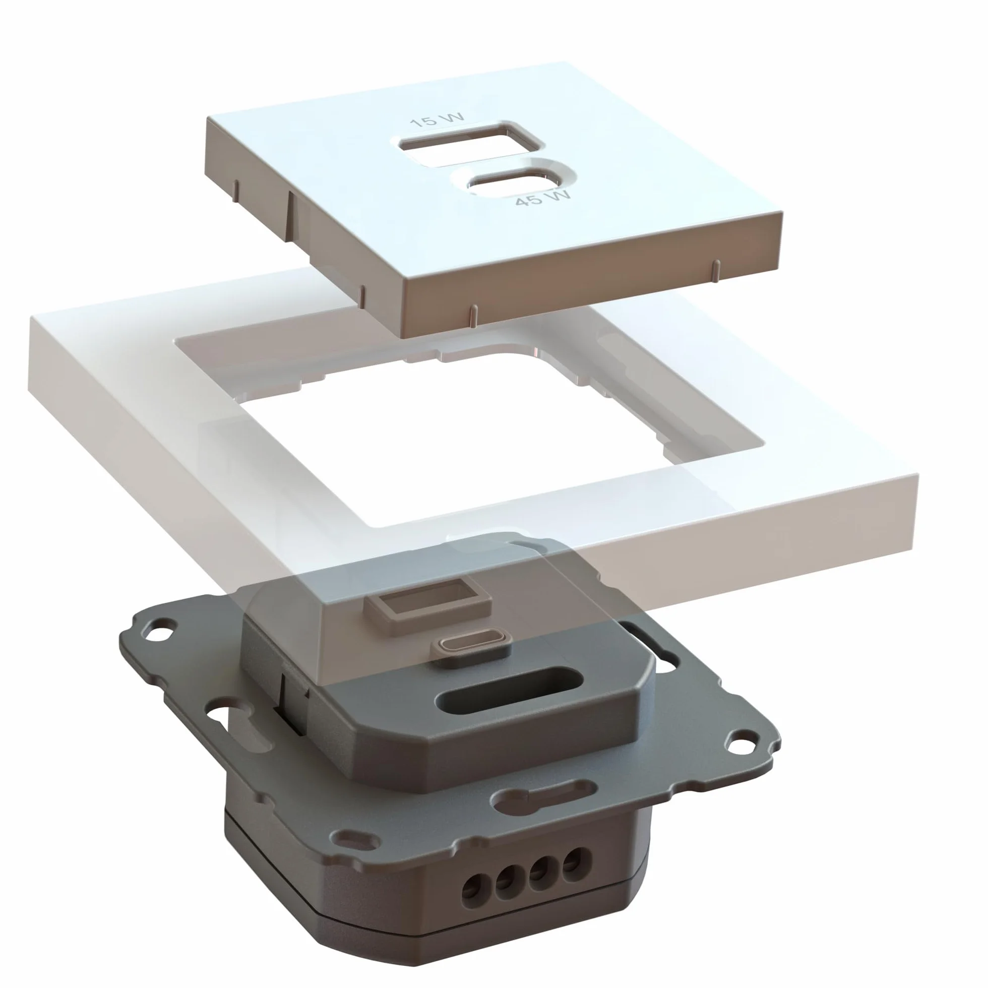 Podtynkowa stacja ładująca USB z USB-C 45 W + USB-A 15 W ładowarka z ramką czarny matowy