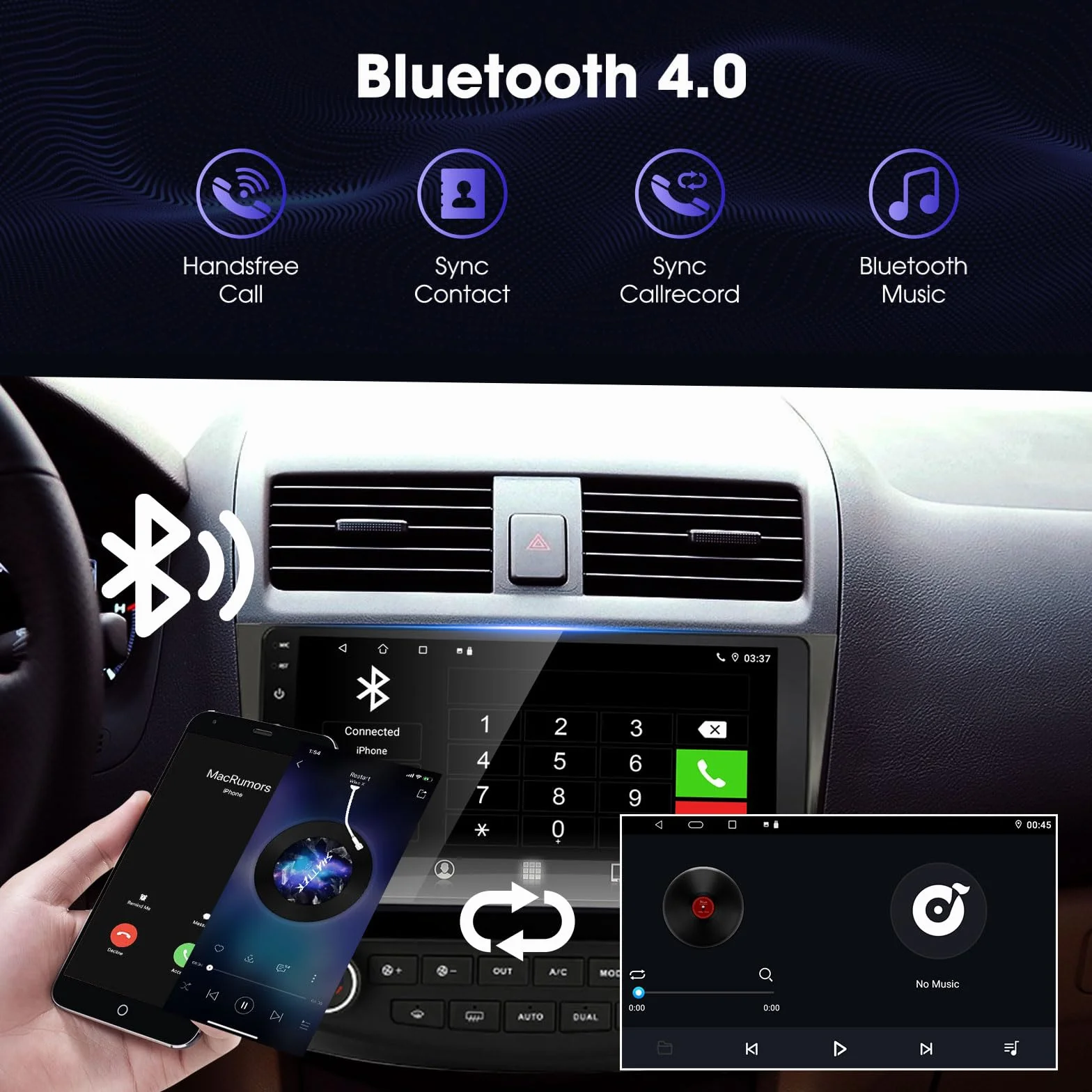 EZoneTronics 22.9 cm Android radio samochodowe stereo, nawigacja GPS, Carplay i Android Auto, Bluetooth, WIFI, do Honda Accord 2002-2007