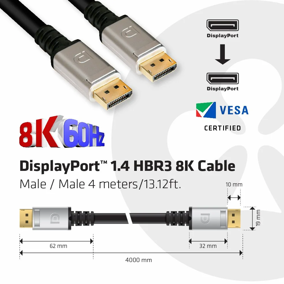 Club 3D CAC-1069 DisplayPort 1.4 HBR3 8K kabel czarny