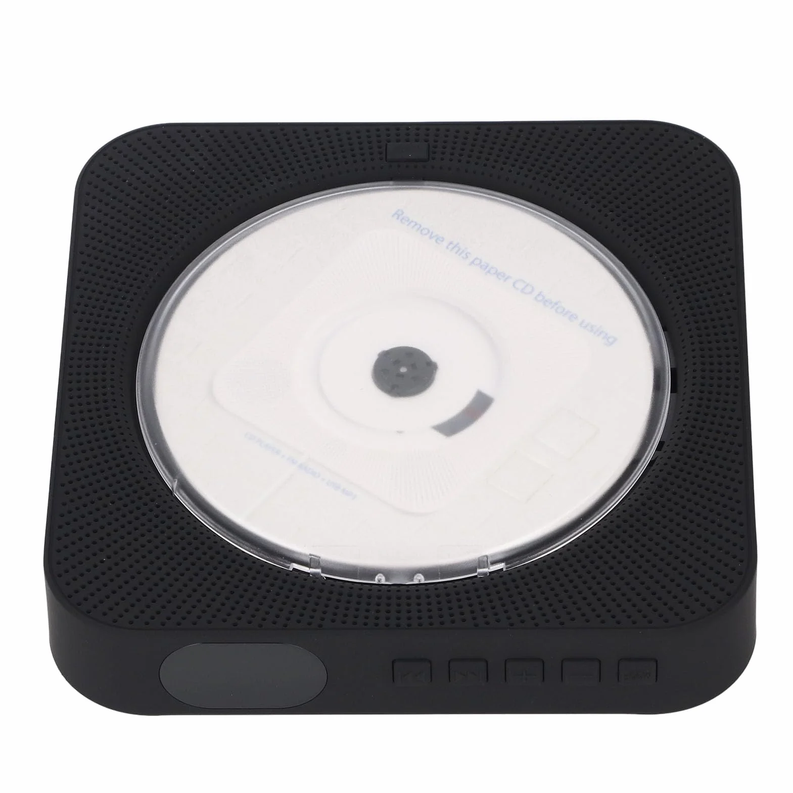 Sxhlseller Odtwarzacz CD z Głośnikami i Pilotem, Bezprzewodowy Domowy Zestaw Stereo Bluetooth 5.0 do Montażu na ścianie z osłoną ochronną, Wejście AUX, Obsługuje Płyty CD/-R/MP3/WMA (BLACK)