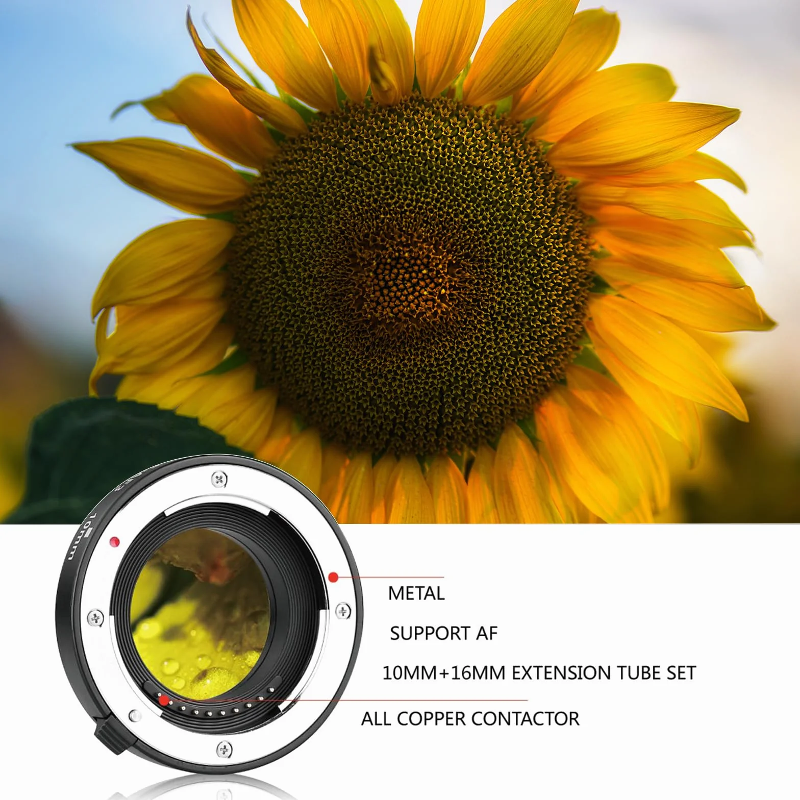 Meike MK-F-AF3 metalowa rura przedłużająca autofokus do aparatu Fujifilm bezlusterkowe X-T1, X-T2, X-T3, X-T10, X-T20, X-T30, X-Pro1, X-Pro2, X-A1, X-E1, X-E2, X-E3 (10 mm + 16 mm)