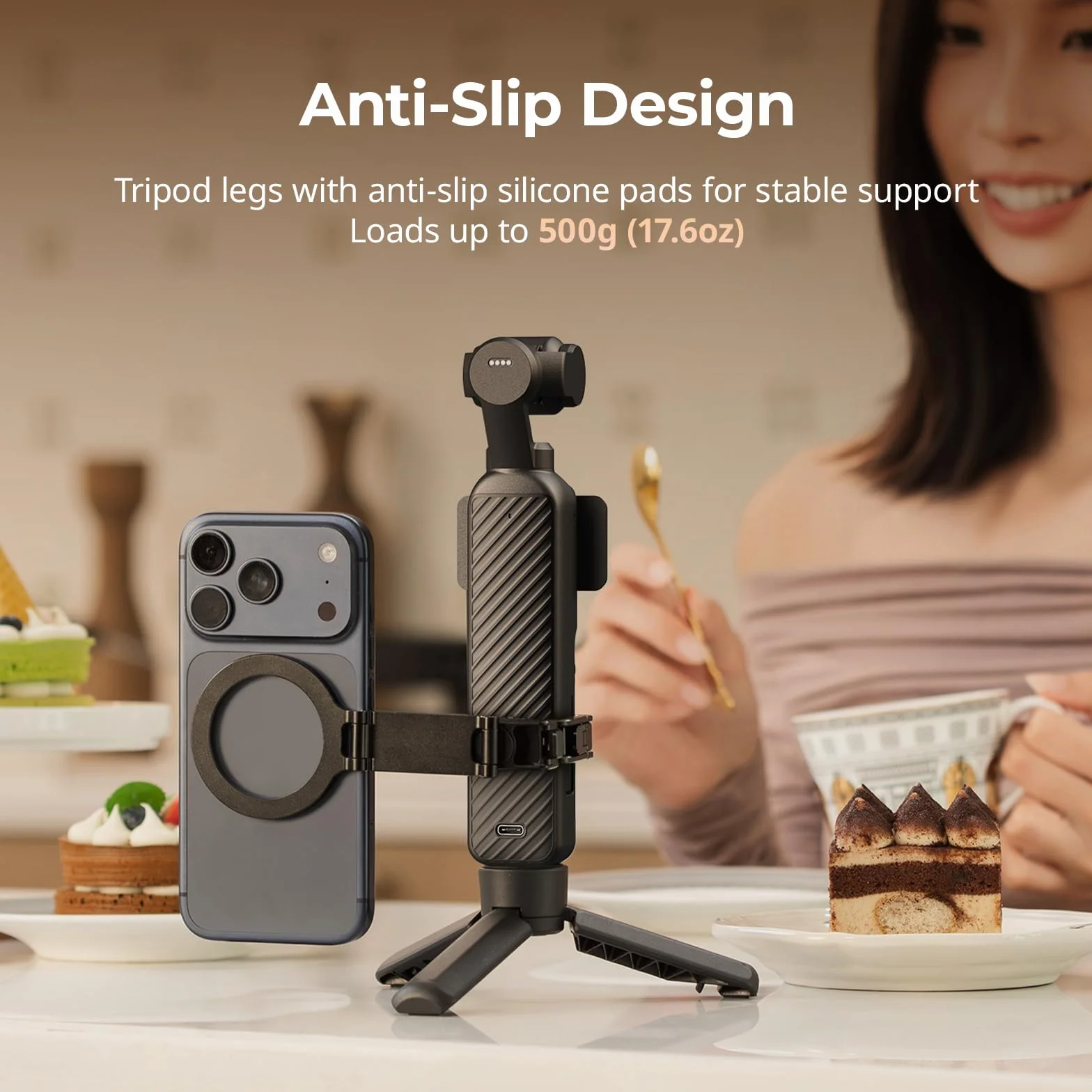 SMALLRIG Statyw Kamery do DJI Osmo Pocket 4 / Pocket 3 / Action 6/5 Pro, do Kamer Sportowych, śruba 1/4"-20, Udźwig 500 g / 17,6 Uncji, Waga 50 g / 1,76 Uncji, Kompaktowy, 10 cm / 3,9'' - 6049