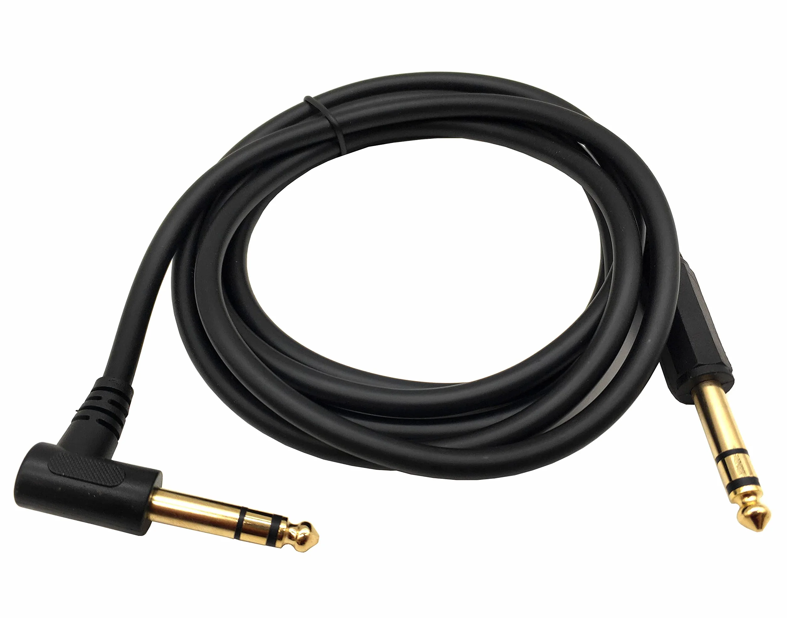 Kabel instrumentu gitarowego 1/10.2 cm, kąt 90 stopni, 6,35 mm, TRS Jack męski na 1/10.2 cm TRS męski kabel audio do gitary elektrycznej, gitary basowej, elektrycznej i innych (1,8 m)