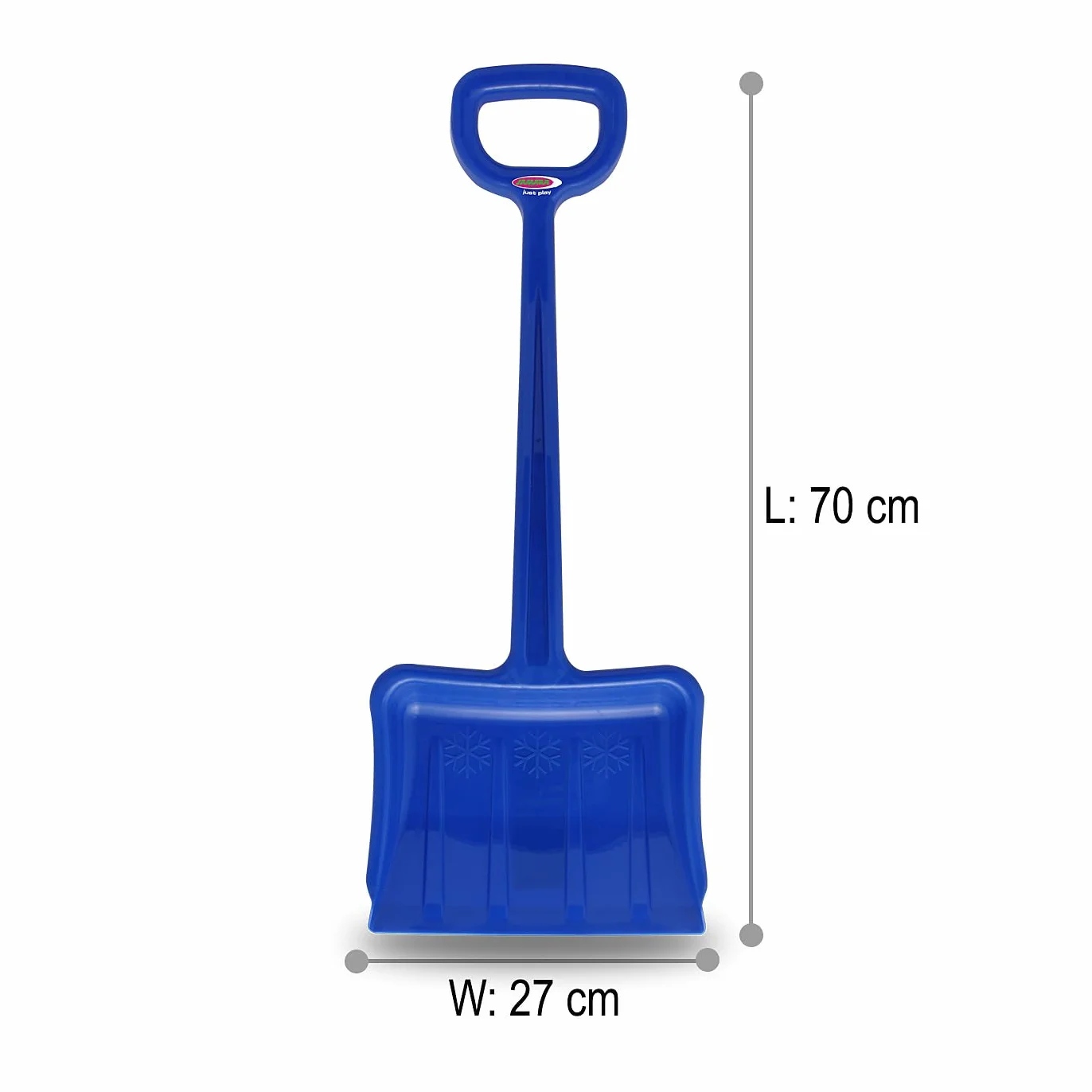Jamara 460400 niebieska 460400-śnieg, łopata do śniegu, 70 cm, wytrzymała i stabilna, wzmacniające żebra w ostrzu, poręczny uchwyt z tworzywa sztucznego w kształcie litery D