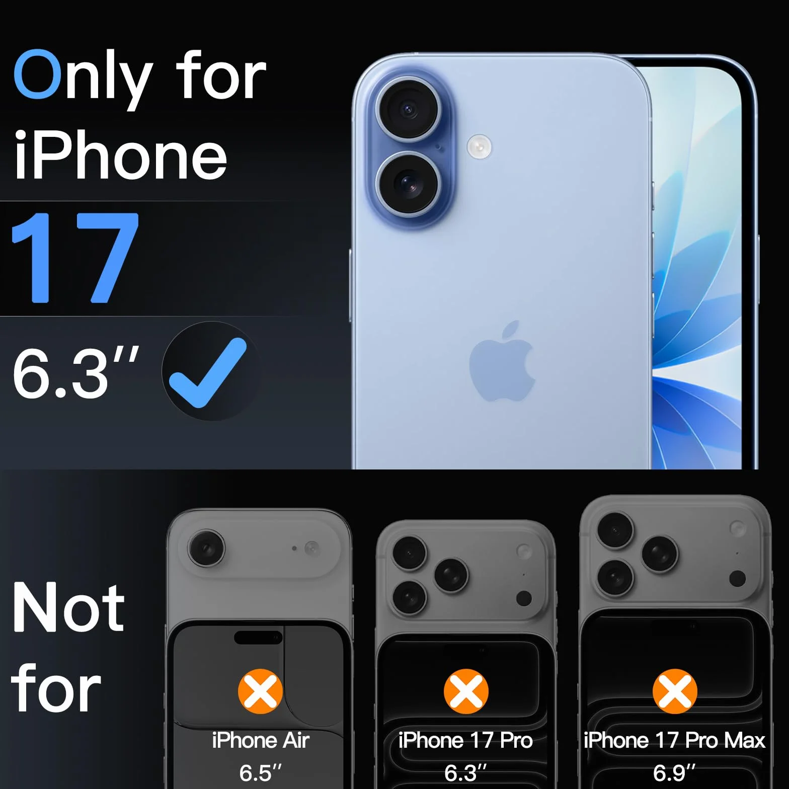 JETech Ochraniacz Ekranu dla iPhone 17 6,3 Cala, Szkło Hartowane Film z Narzędzie Łatwej Instalacyjne, Twardości 9H, Przyjazny dla Etui, 3 Sztuki