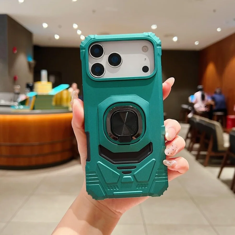 etui kompatybilne z iPhone XR (kolor: ciemnozielony) odporny na wstrząsy pierścień stojak obudowa twarda tylna silikonowa osłona stylowa
