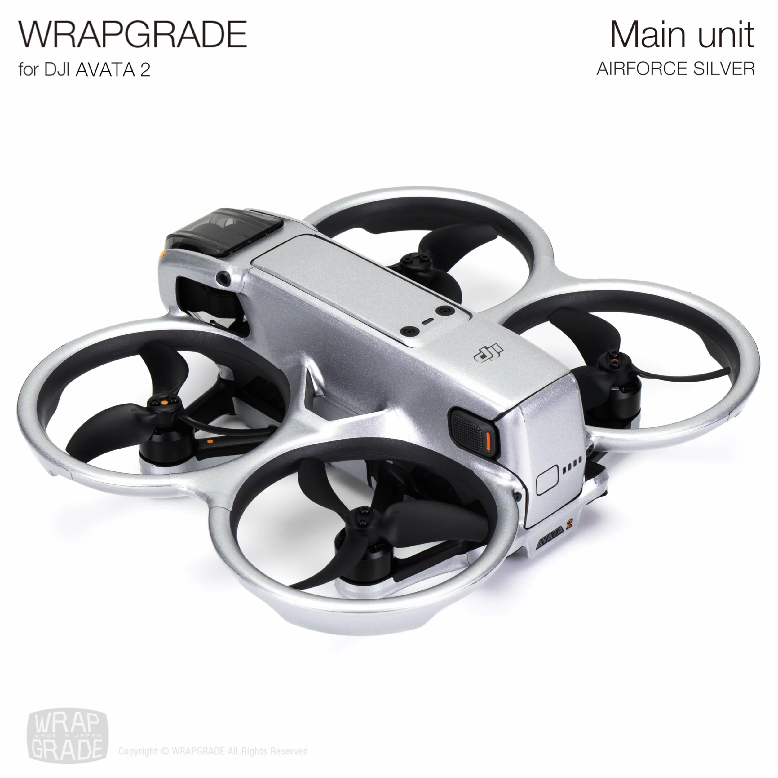 WRAPGRADE Naklejka skórna kompatybilna z DJI Avata 2 (Airforce Silver)