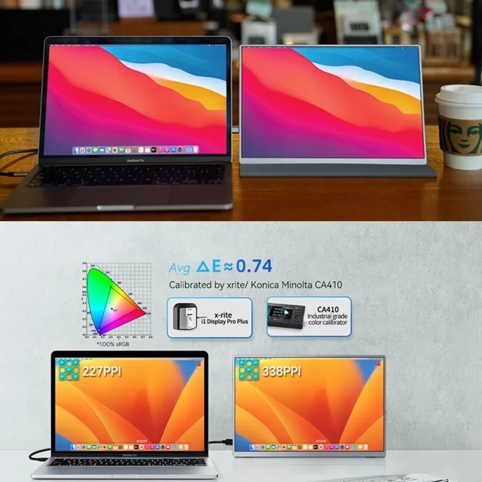 Przenośny monitor do laptopa 13,4-calowy 60 Hz 500 nitów 4K przenośny wyświetlacz do laptopów telefonów komórkowych konsol gier rozszerzony ekran Przenośny monitor do gier