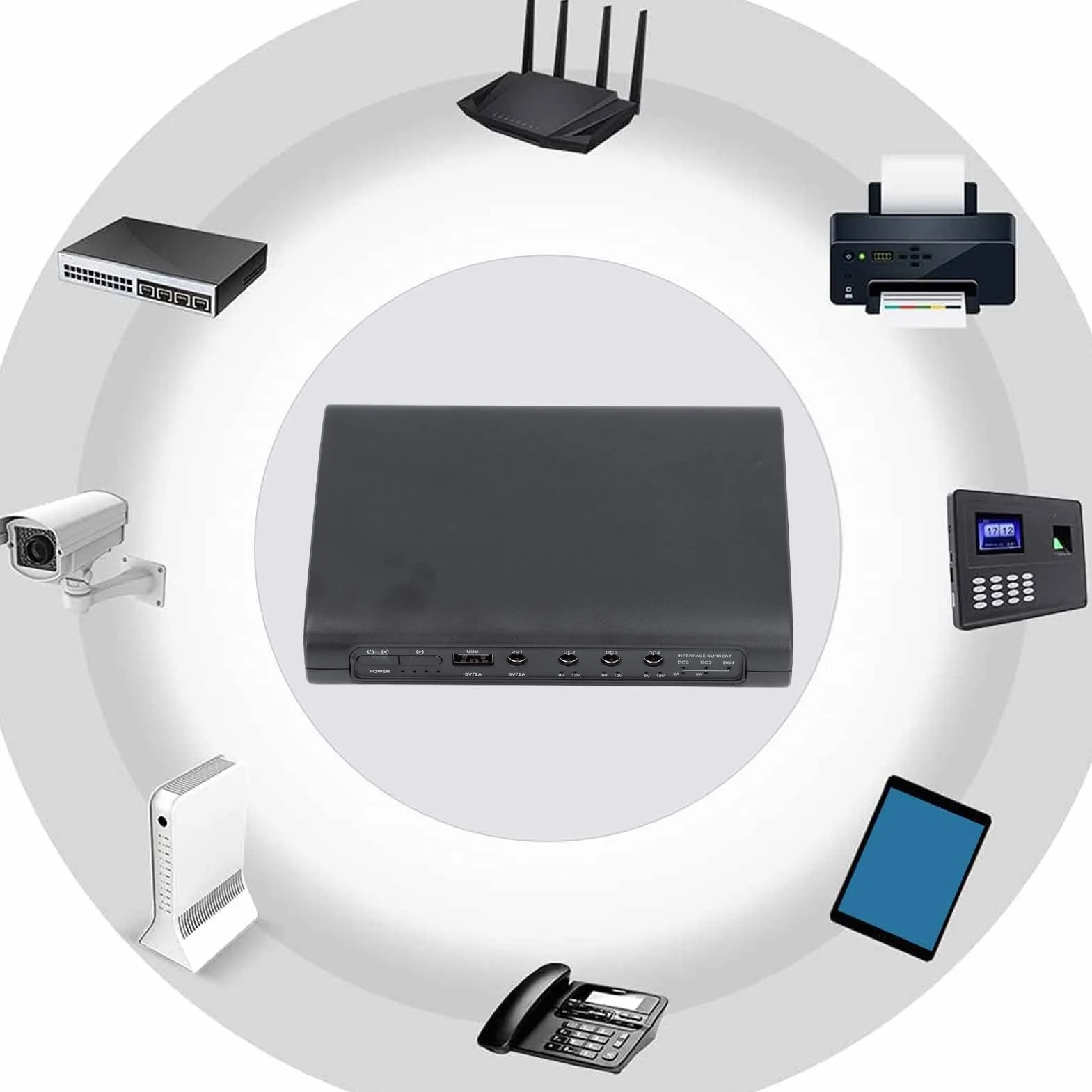 Zasilacz Bezprzerwowy Mini UPS Bateria Zapasowa Bateria Zapasowa i Zabezpieczenie Przeciwprzepięciowe do Routera, Modemu 20000 MAh 5 V 9 V 12 V (Wtyczka UE od 100 do 240 V)