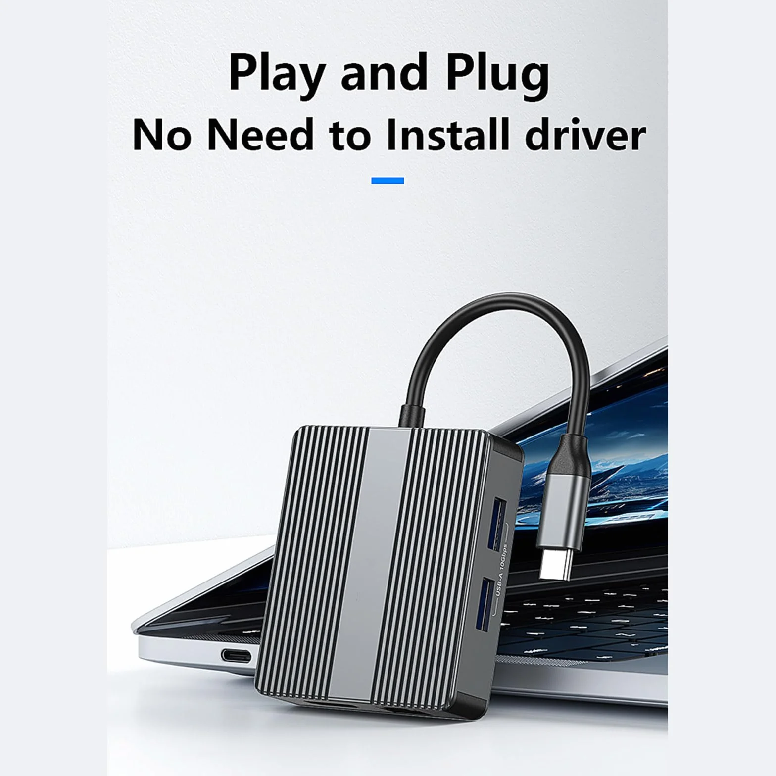 Aluminiowa stacja dokująca USB C 4K 60Hz HDTV 2xUSB3.2+Gigabit Ethernet szybkie ładowanie do laptopa tabletu PC aluminiowa stacja dokująca