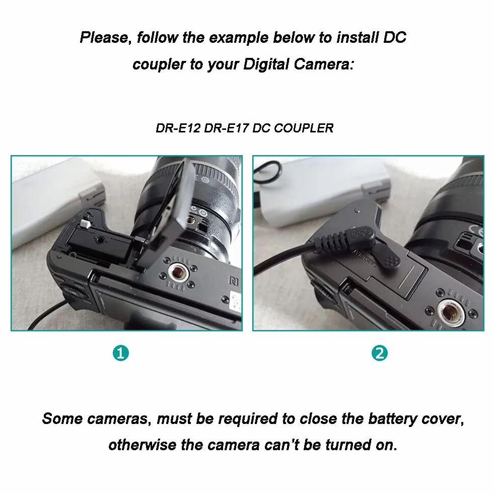 DR-E12 LP-E12 Dummy Bateria + Kabel USB 5V-8.4V ACK-E12 Sterownik do Canon EOS M EOS M2 M10 M50 M100 M200