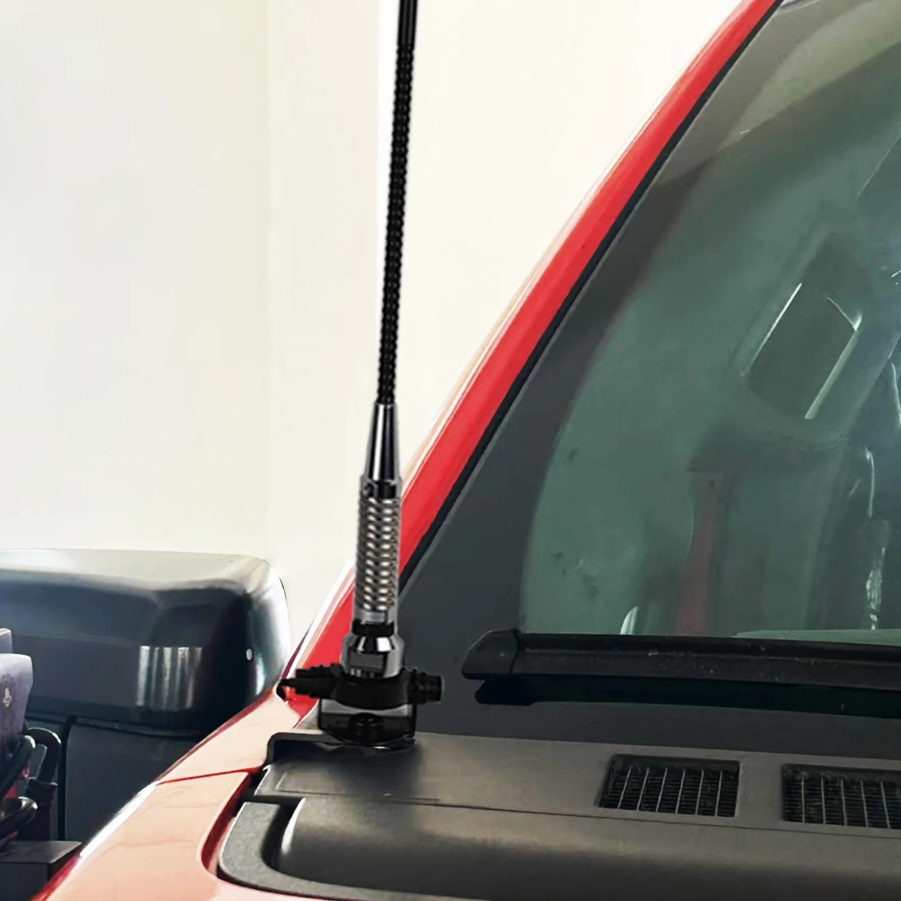 Zestaw anteny radiowej CB 27 MHz z podstawą do montażu na klips, kabel RG-58 o długości 4 m i złączem PL-259 BNC – mobilna antena biczowa dalekiego zasięgu do samochodów osobowych, pickupów