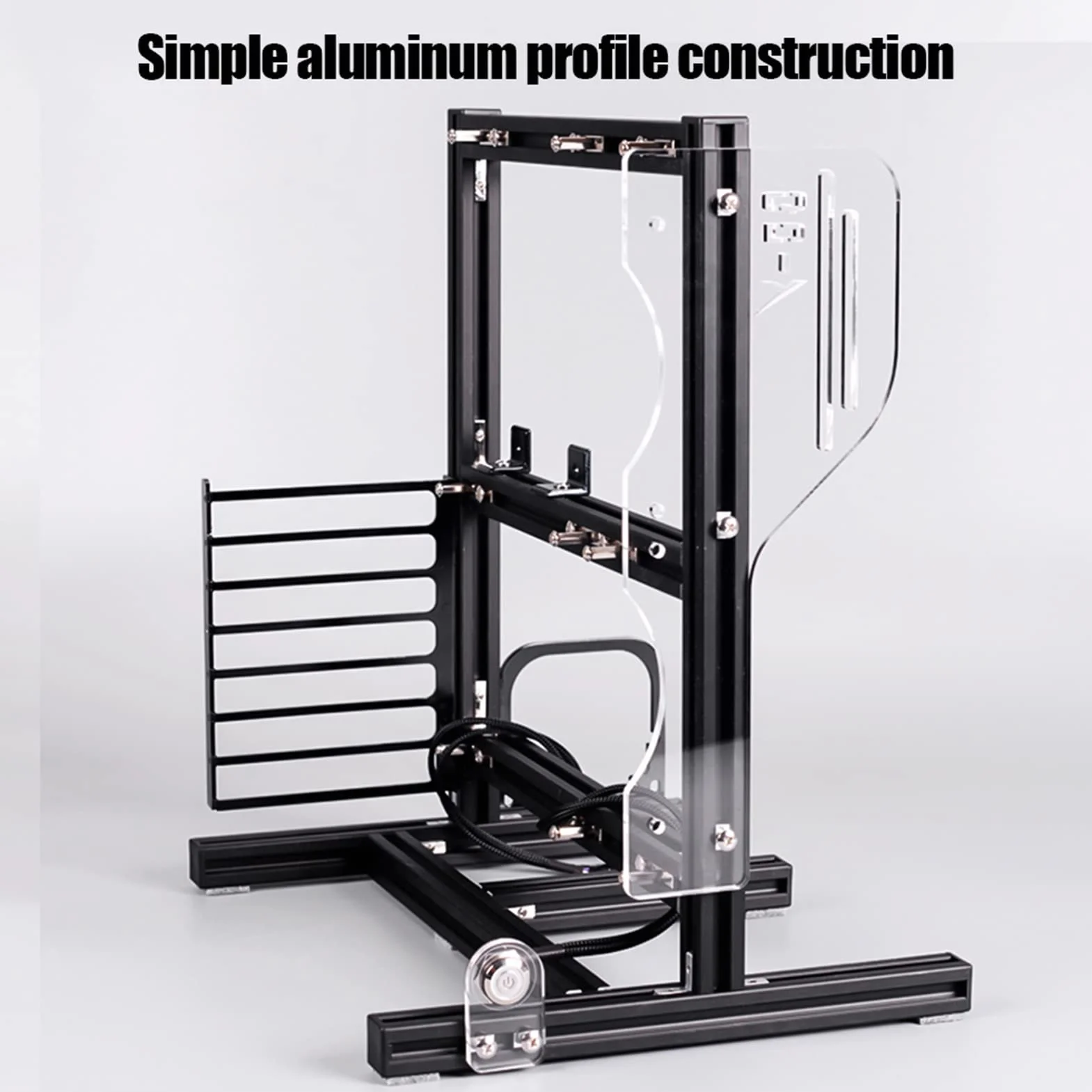 Semme Otwarta Obudowa ATX M ATX/ITX Lekka Aluminiowa Rama do Przetaktowywania w Pionie Test DIY z Uchwytami Obsługuje Płyty Główne M ITX Doskonałe Odprowadzanie Ciepła (BLACK)