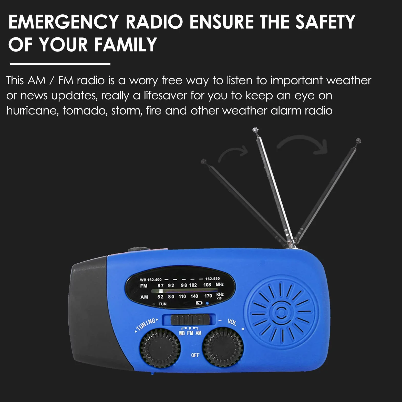 Jemora Radio awaryjne korba ręczna radio słoneczne AM/FM/NOAA awaryjne radio pogodowe ładowalny przenośny powerbank z ładowaniem słonecznym i korbą ręczną i baterią latarka LED Ch