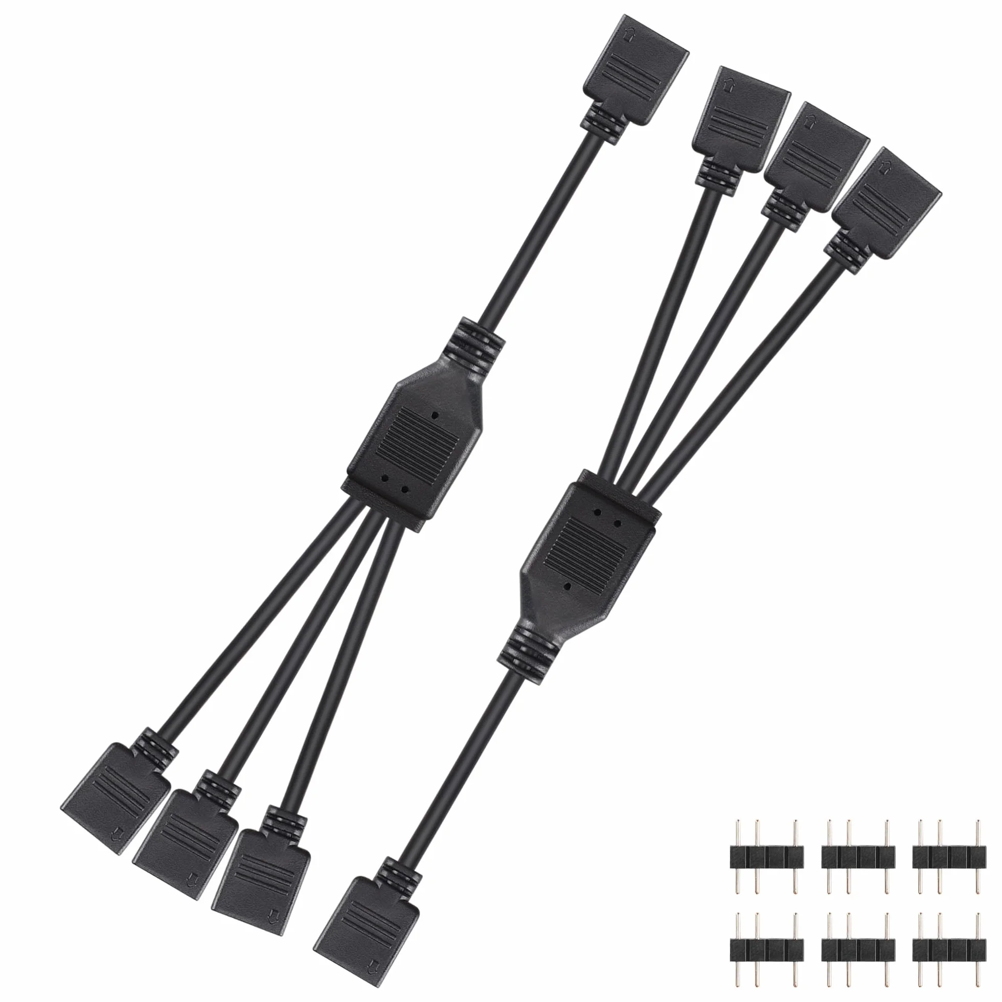 CERRXIAN 2 x kabel rozdzielający ARGB 5 V, 3-pinowy, 1-do 3 5 V, 3-pinowy, z męskimi pinami, 1 gniazdo na 3 gniazda, kabel przedłużający 3-pinowy HUB do taśm ARGB LED, wentylatorów ARGB itp. (1 do 3F)