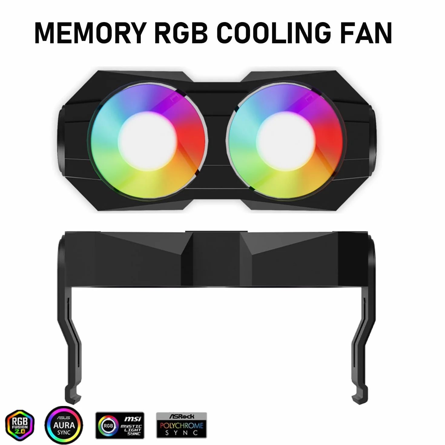 Komputer Memory Ram Radiator Plastikowy radiator ram wentylator chłodzący z dwoma obrotowymi wentylatorami PC 60 mm 4-pinowy PWM i 5V 3PIN ARGB ram wentylator chłodzący do modułu pamięci (czarny)