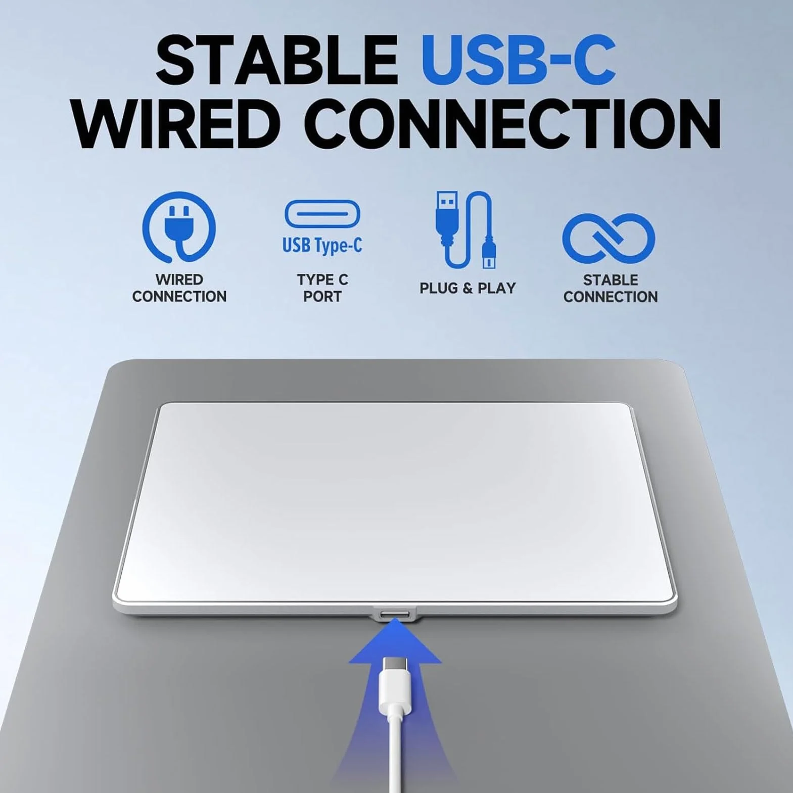 Przewodowy Gładzik USB, Duża, Ultracienka, Przenośna Mysz z Touchpadem i obsługą Wielu Gestów, do Komputera Stacjonarnego i Laptopa (WHITE)