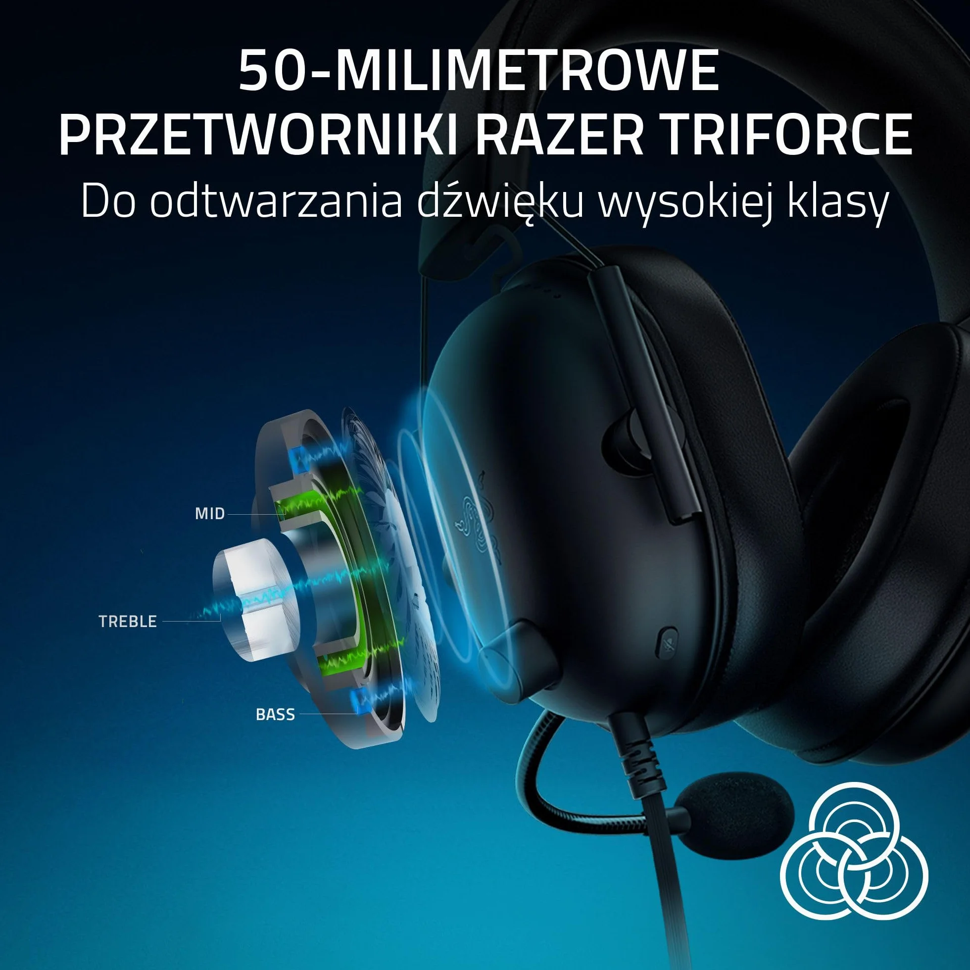 Razer Blackshark V2 X (PlayStation) - przewodowy e-sportowy zestaw słuchawkowy do konsoli PlayStation (240g, mikrofon kardioidalny, przetworniki 50mm, pasywna redukcja szumów, złącze 3,5mm) Czarny