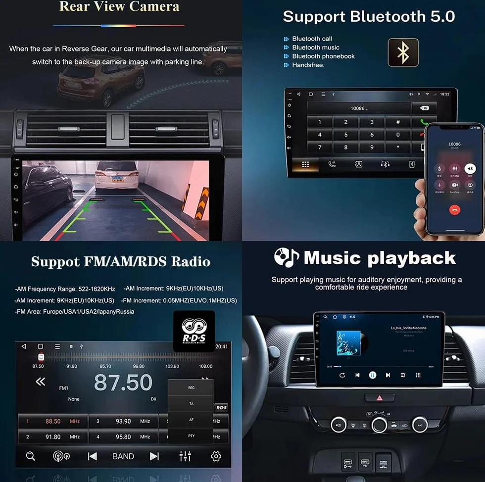 Radio samochodowe Android 15 2 DIN z 9-calowym ekranem dotykowym do Forda Kuga 2 Escape 2013-2017 z kamerą cofania/Carplay/BT/FM/GPS/USB/sterowaniem z kierownicy/audio samochodowe (EP70 8+12