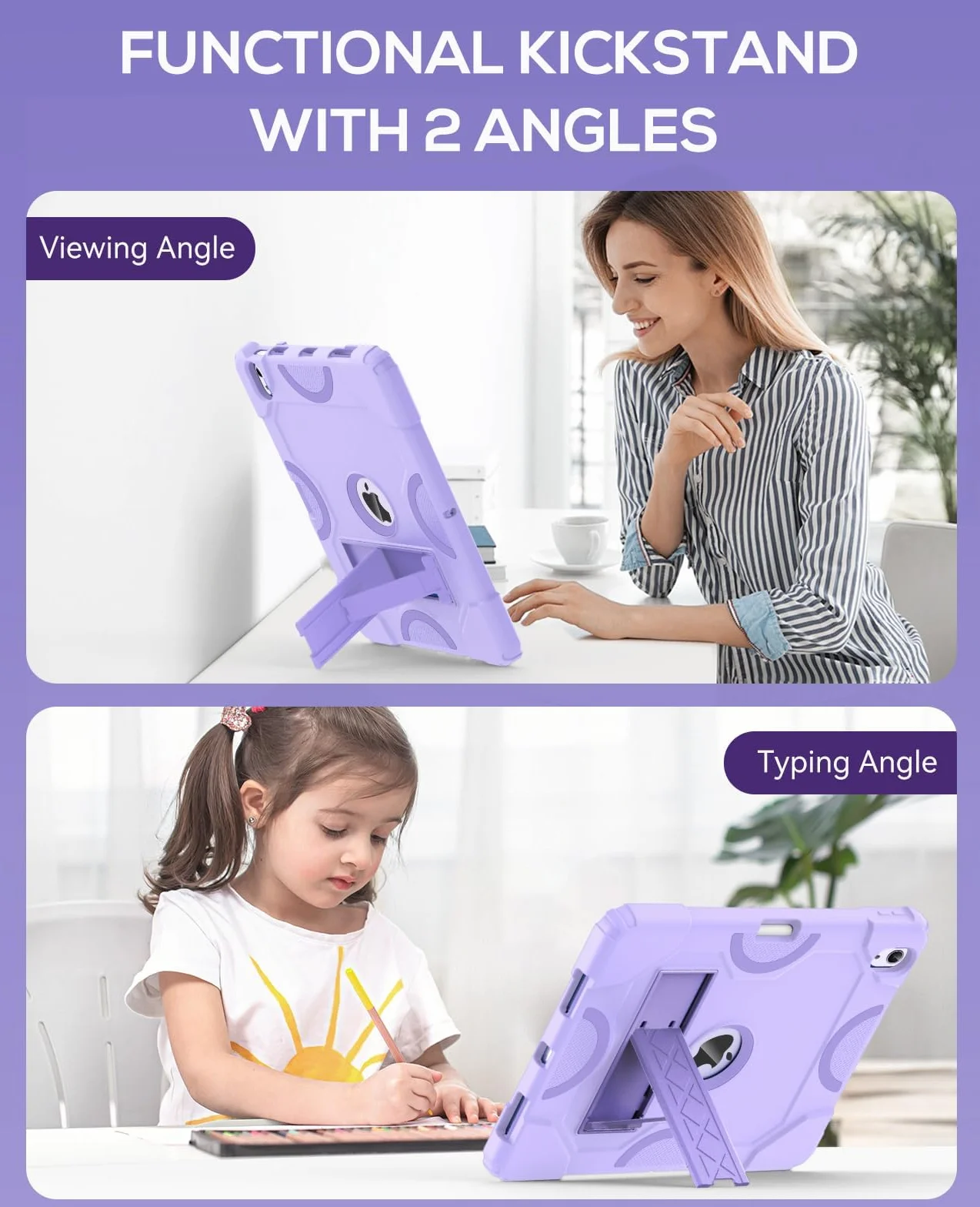 Cantis Etui na iPada Air 27.9 cm (M3) 2025/ (M2) 2024, iPad Air 5./4. generacji (2022/2020) 25.9 cm, wytrzymałe, odporne na wstrząsy, wytrzymałe etui ochronne do i Pad Air 28.9 cm, fioletowe +