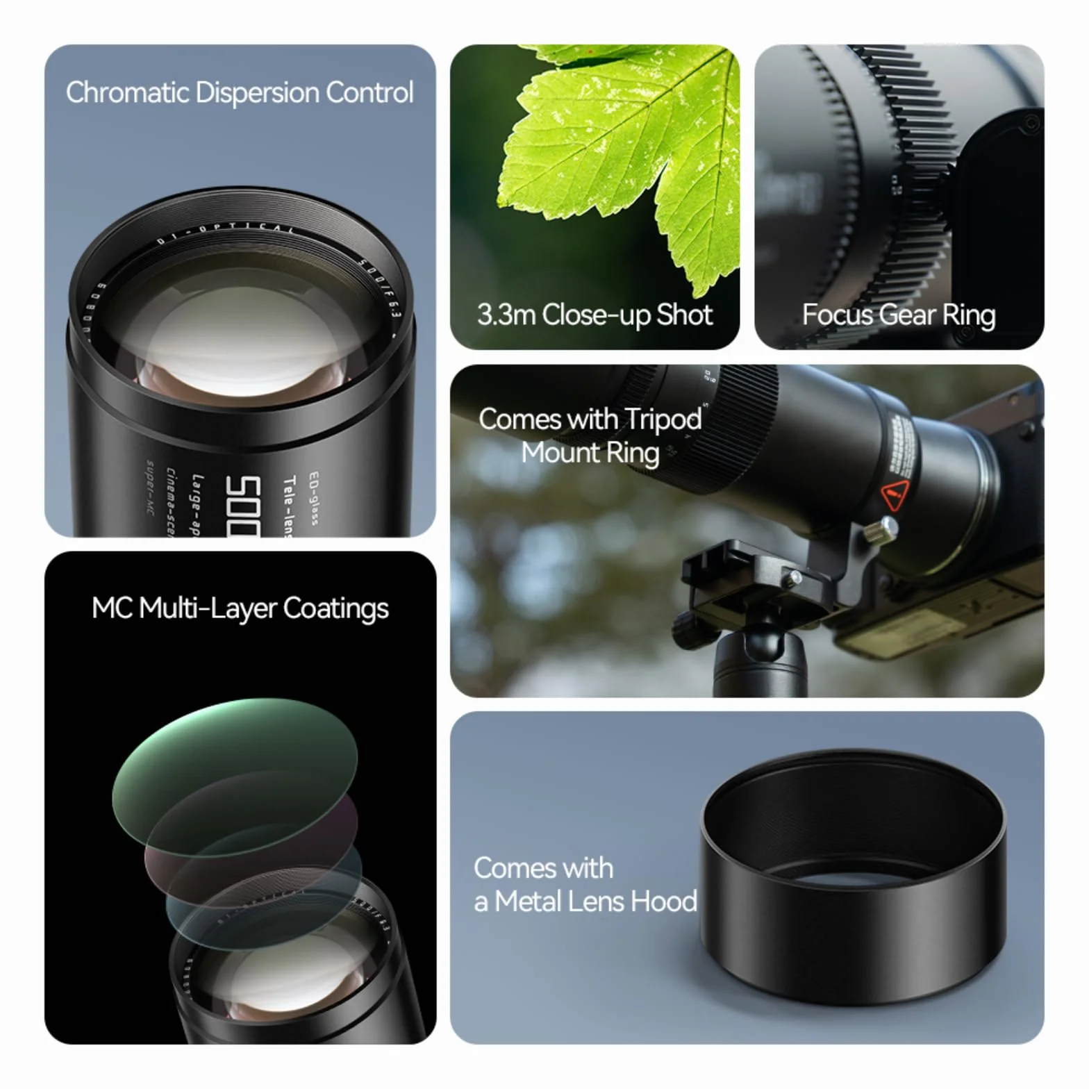 TTARTISAN Teleobiektyw 500 mm F/6.3 do montażu L, pełny ekran, ręczne ustawianie ostrości, obiektyw Prime Supertele, uchwyt L (uchwyt L)