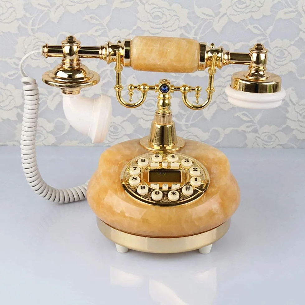 Telefon stacjonarny retro, europejski telefon antyczny, telefon retro vintage, telefony klasyczne, telefon stacjonarny biurkowy z wyświetlaczem numeru dzwoniącego w czasie rzeczywistym