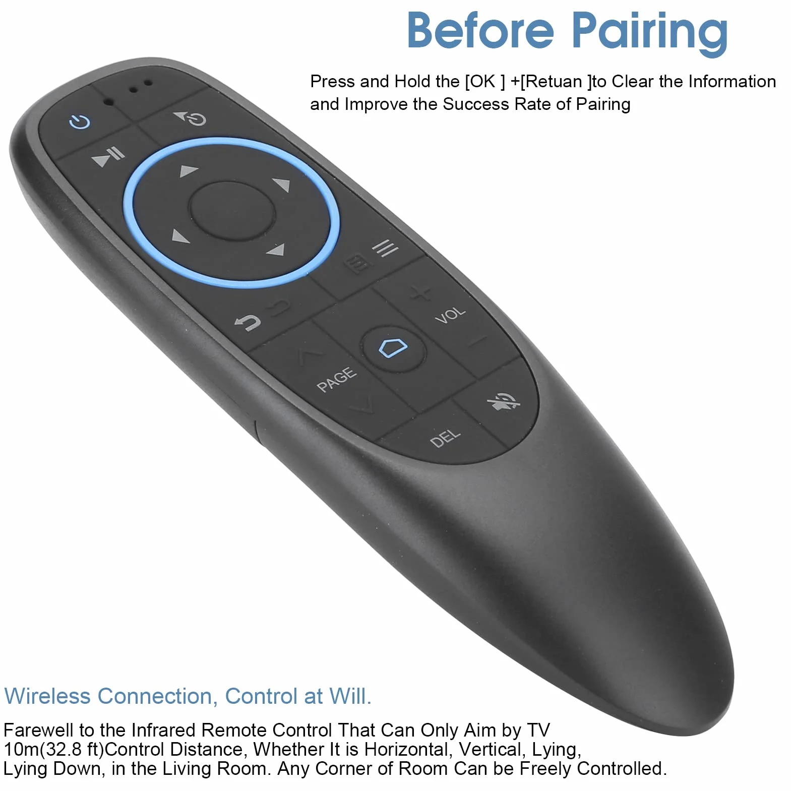Air Fly Mouse, Bluetooth 5.0 Remote Smart Wireless Control Android TV Box Kombinacje Klawiatury Żyroskop Uchwyt do Gier z Czujnikiem Ruchu dla Android TV Box Wsparcie IR Learning