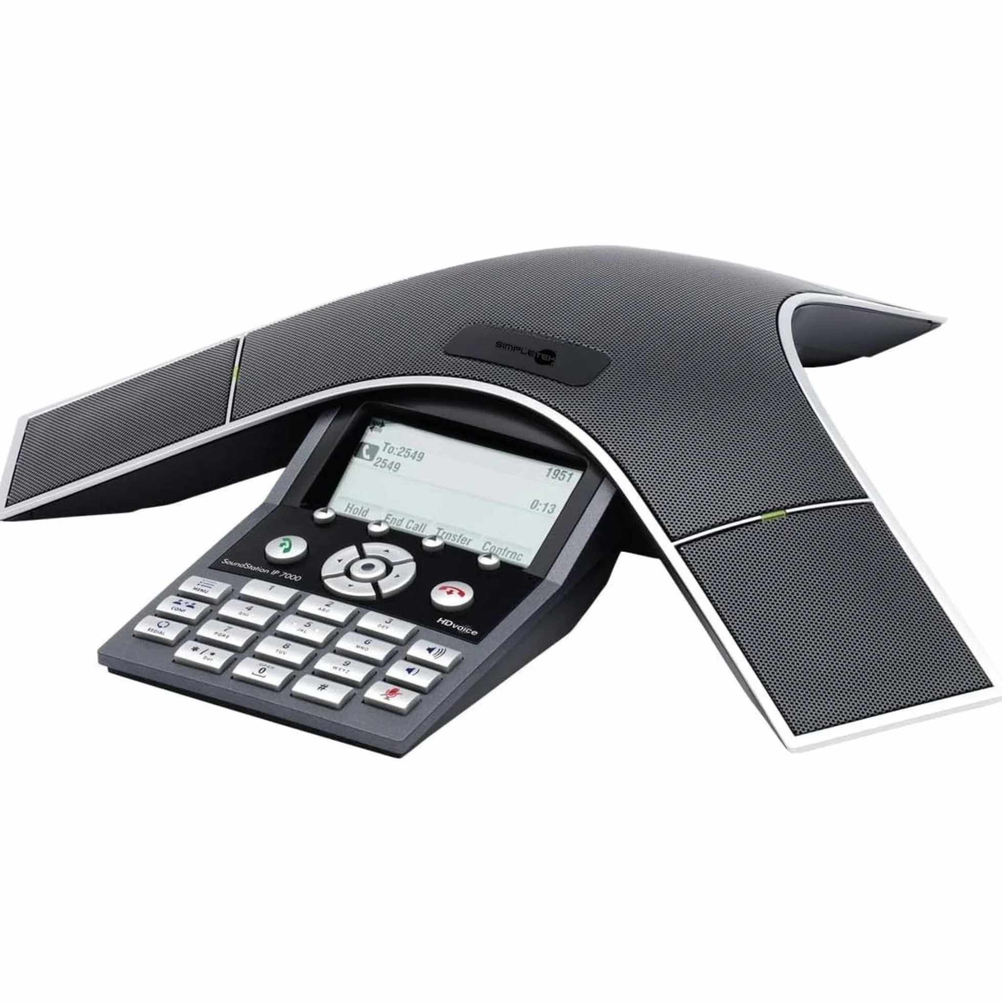 SIMPLETEK - Telefon konferencyjny IP, wyświetlacz LCD, HD Audio, SIP PoE, technologia Full-Duplex, z zasilaczem (odnowiony)