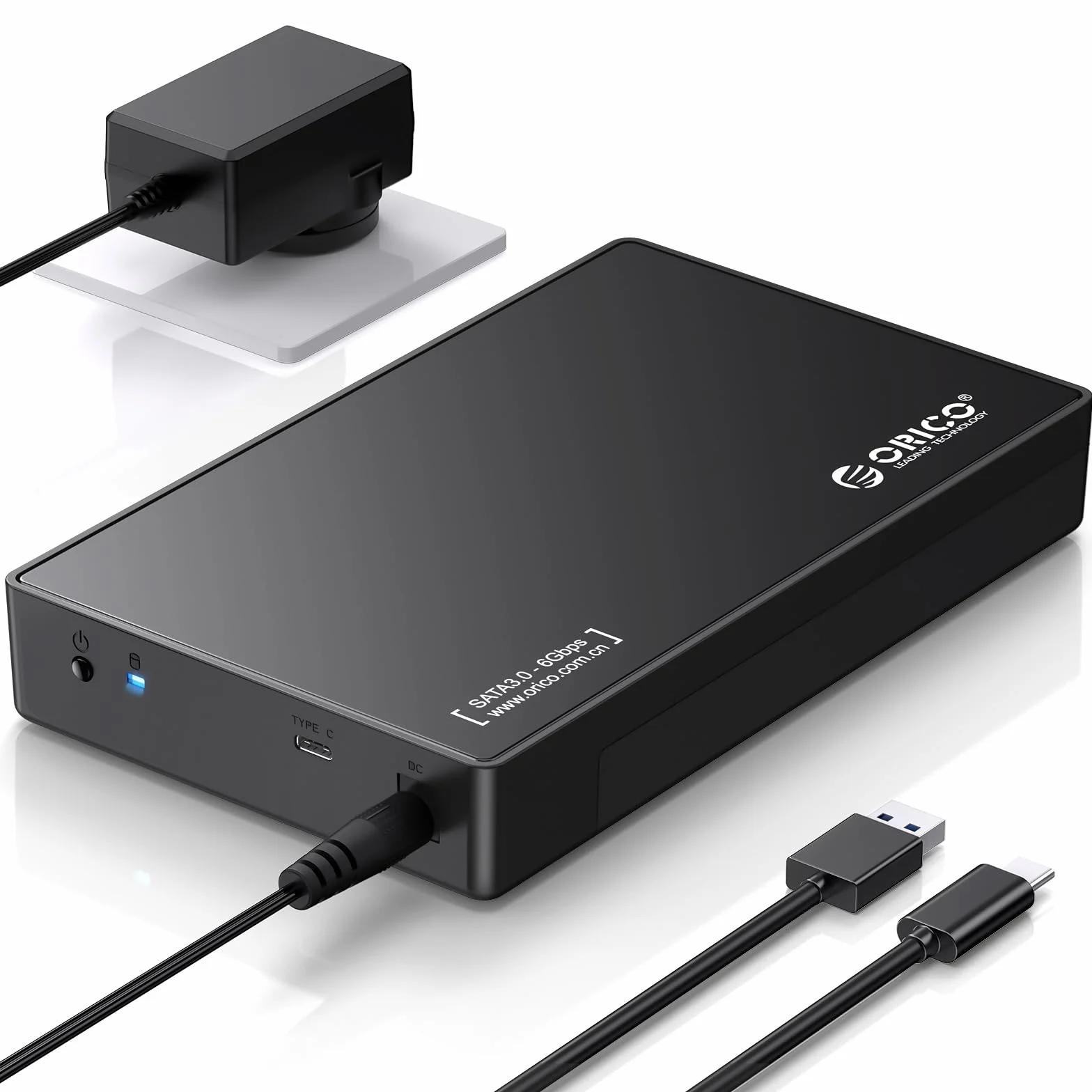 ORICO Zewnętrzna obudowa dysku twardego 3,5 cala SATA III do USB 3.1 typ C do instalacji HDD Obsługa dysków UASP i 16 TB - czarna