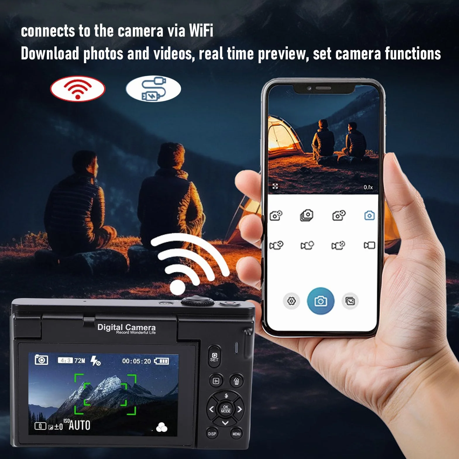 SENECESLI Aparat Cyfrowy 4K do Fotografowania i Vlogowania, Kamera Wi-Fi do Vlogowania 75 MP do YouTube'a, Aparaty Cyfrowe z 18-krotnym Zoomem i Odchylanym Ekranem 3" 180° dla Nastolatków i (BLACK)