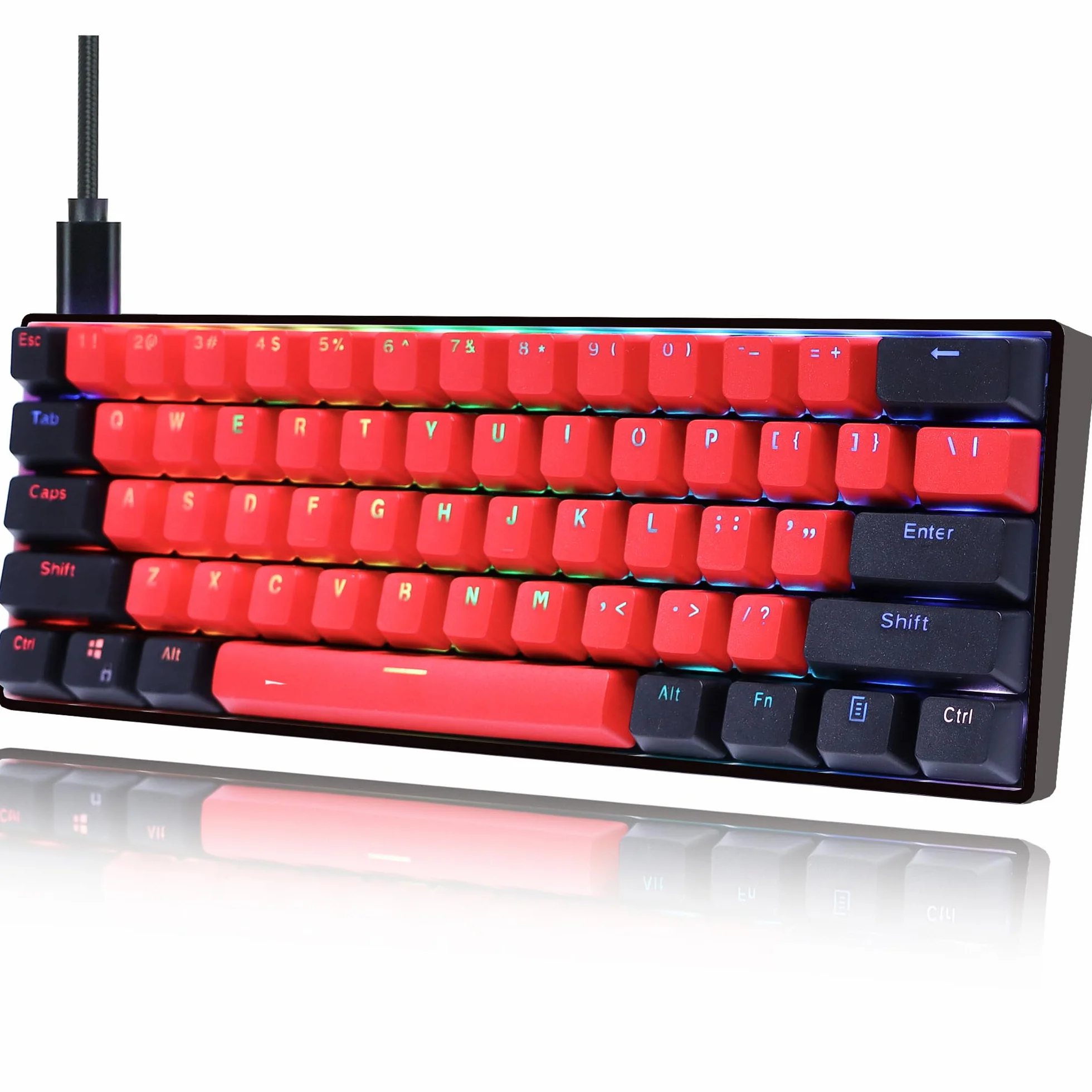 SOLIDEE Przewodowa mechaniczna klawiatura do gier 60%, podświetlana RGB antyghostingu,programowalnymi klawiszami makro,klawiatura z możliwością gorącej wymiany(Gateron Optical Yellow,61 Milan)