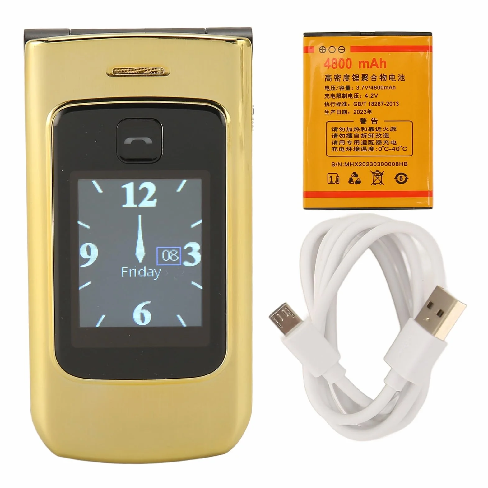 Generic YEEMI K21+ Telefon Komórkowy z klapką 4G i Dużym Przyciskiem z Podwójnym Ekranem dla Seniorów, Podstawowy Telefon Komórkowy z baterią 4800 MAh dla Osób Starszych (GOLD)