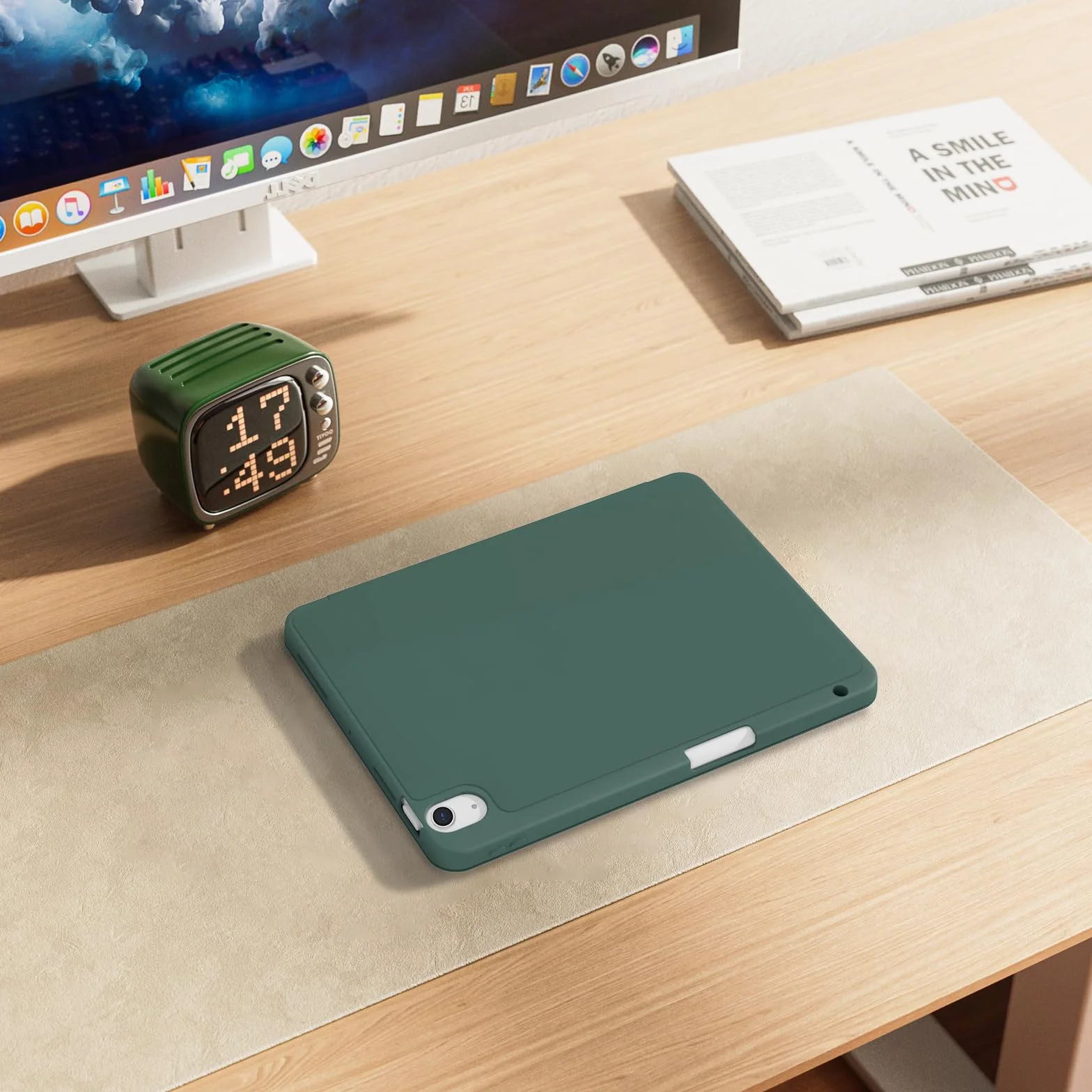 Etui do iPad Air 11 cali M4/M3/M2 (2026/2025/2024) oraz iPad Air 5./4. gen. 10,9 cala (2022/2020), miękki tył TPU, automatyczne budzenie/usypianie, z uchwytem na rysik, Ciemnozielony