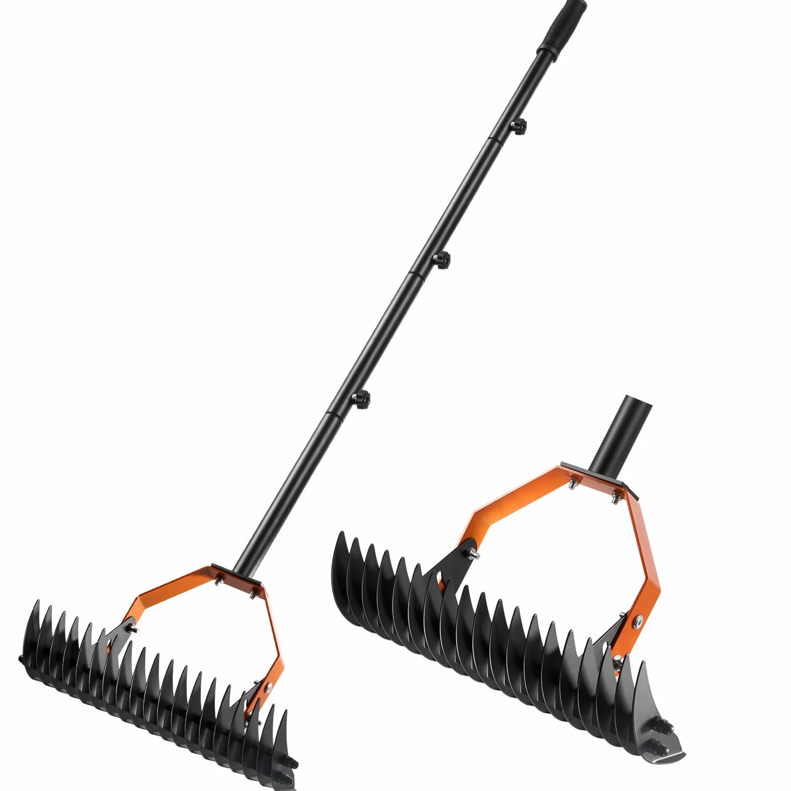 Ręczny wertykulator do trawnika, z regulowanym metalowym uchwytem, grabie do grabienia i spulchniania gleby, grabie trawnikowe do ogrodu oraz małych trawników, szerokość robocza 34 cm
