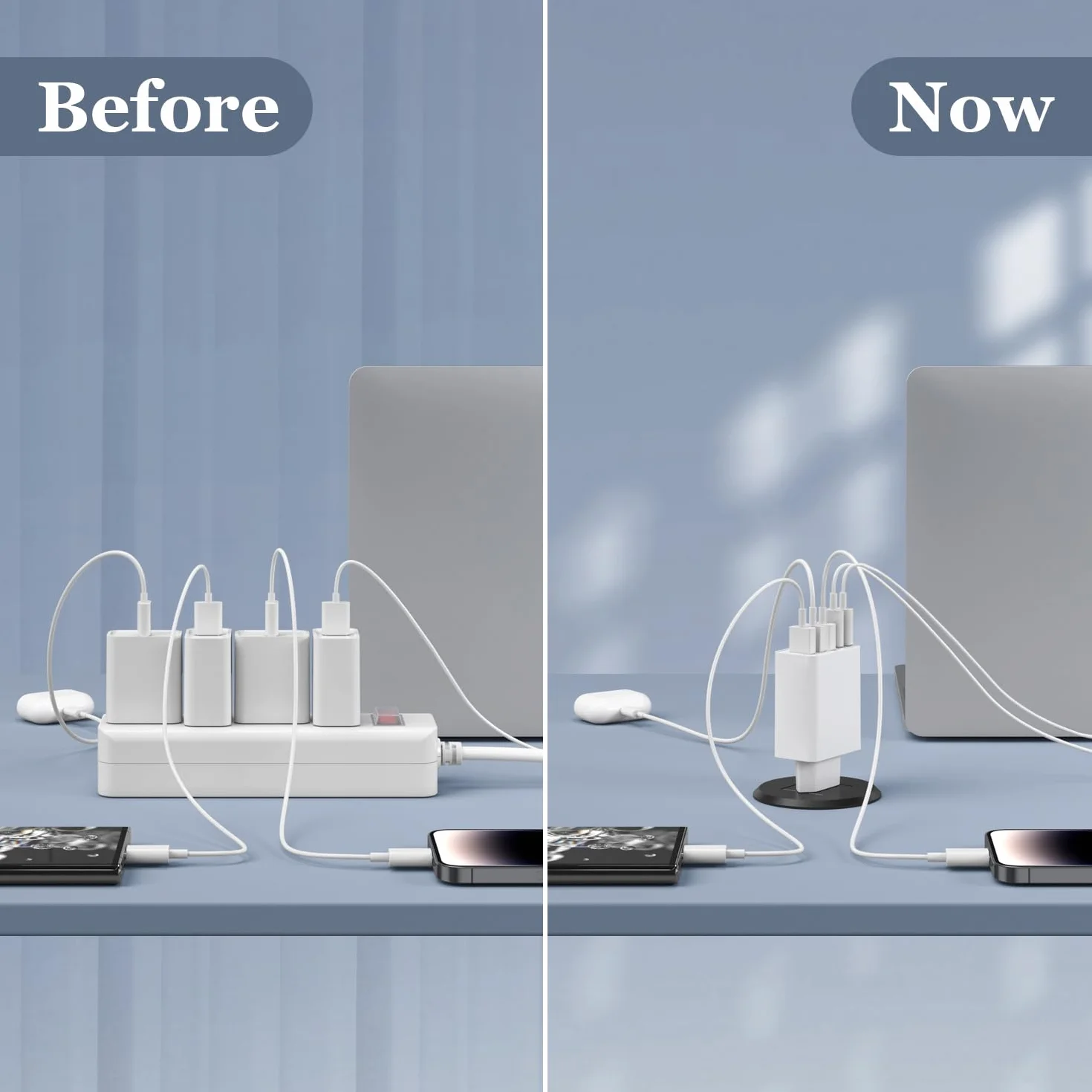 Ładowarka USB C o mocy 50 W, ładowarka z【2 portami USBC i 3 portami USBA】, charger ścienna zasilacza USB o mocy, zasilacz Fast Charge PD 3.0 kompatybilny z iPhone 12/13/14/15/Samsung/tabletami