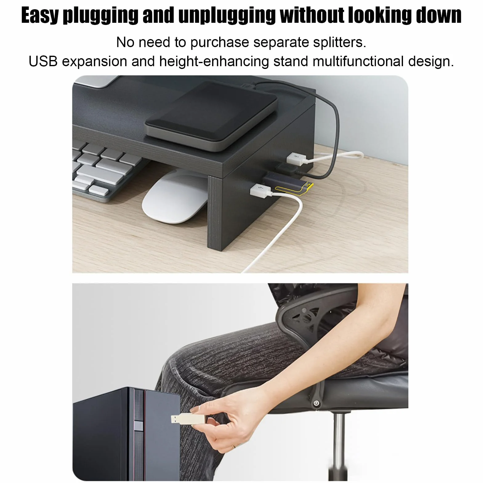Générique Uchwyt na monitor, USB Pulpit Podnośnik, Booster ekranu PC | solidny podniesiony element, łatwe do umieszczenia narzędzia, akcesoria elektroniczne, przenośny pulpit, 19,69x7,87x3,03