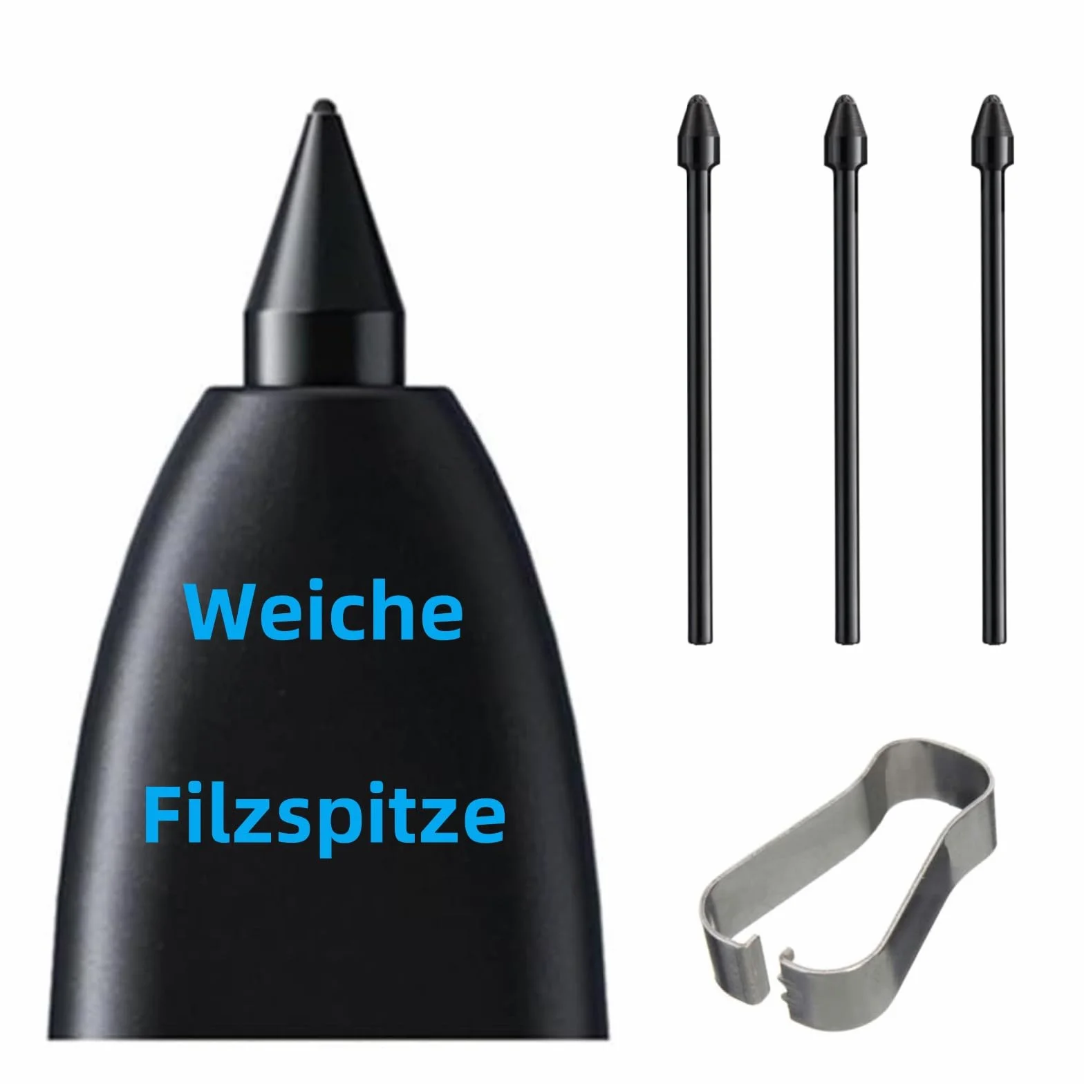 3 szt. wymienne końcówki do Samsung Galaxy Tab S9 / S9 Plus / S9 Ultra S Pen, wymienne końcówki do Samsung S Pen, Tab S9 z narzędziem montażowym/demontażu (3 szt. czarne)