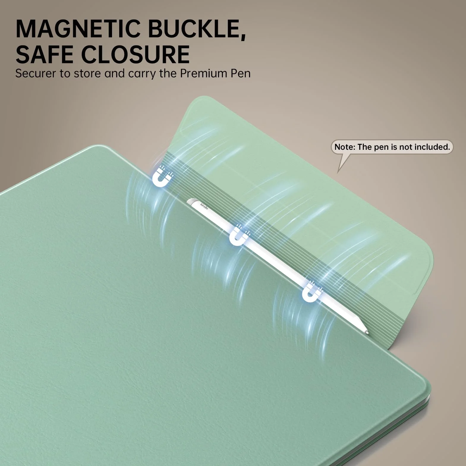 MoKo Magnetic Case for 11" Kindle Scribe 3rd & Colorsoft 1st,Verde Agave | Strong Magnetic,Slim Folio Premium PU Leather Cover with Pen Clasp & Auto Sleep Wake for 2025 Kindle Scribe Case