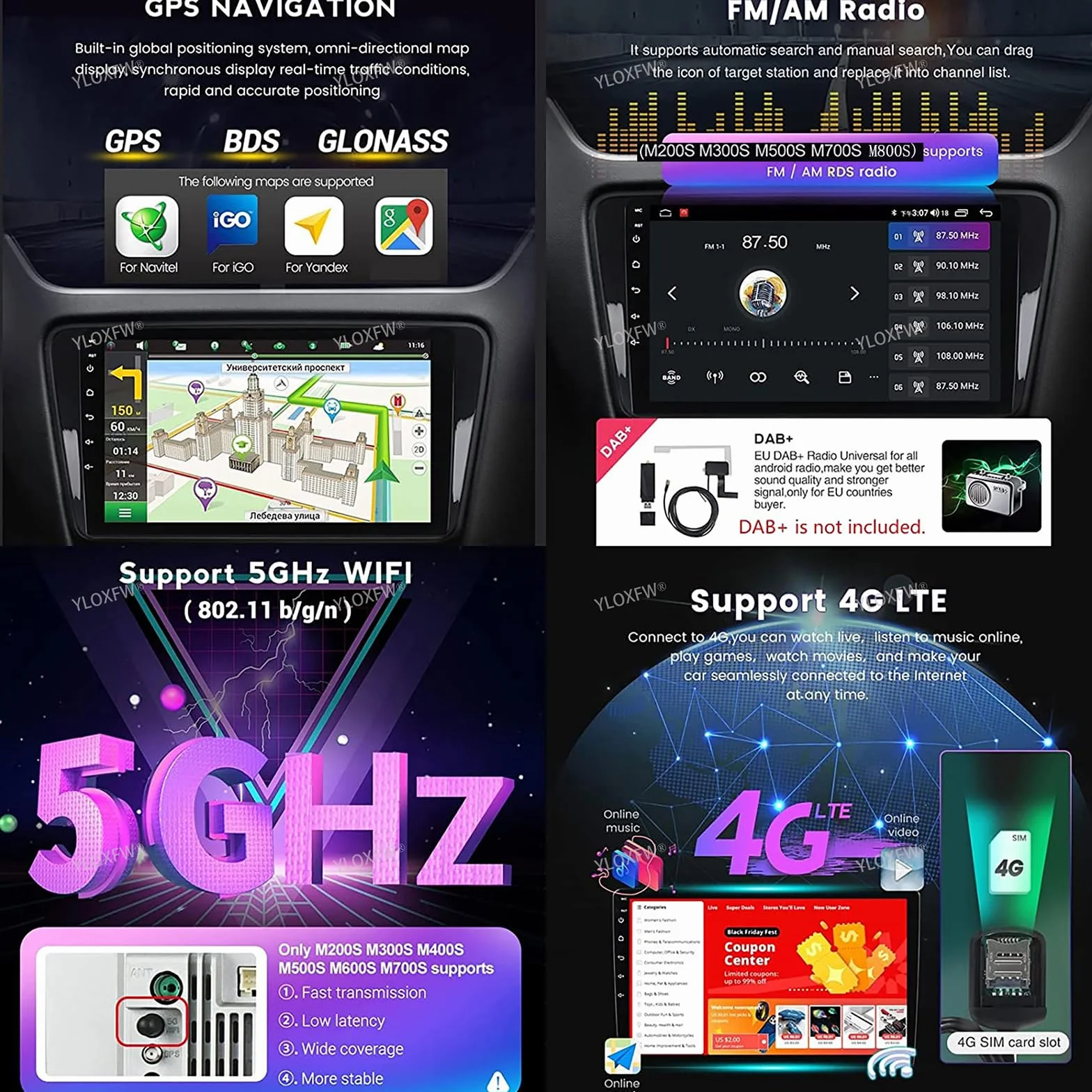 ,M700s,Android 15 Radio 2 Din Stereo z 4G WiFi Carplay Android Auto dla Amarok 2016-2022 Upgrade Touch Screen GPS Navi 9'' MP5 Multimedia Odtwarzacz wideo FM BT Odbiornik