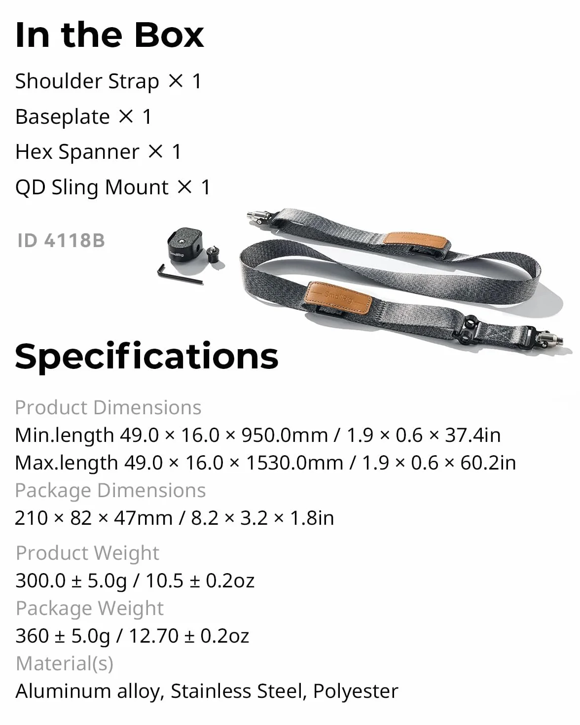 Pasek na ramię SMALLRIG RS3 RS2 redukujący wagę, kompatybilny z uchwytem do zawieszenia dla DJI, pasem gimbalowym z klamrami QD Quick Release dla DJI RS4 / RS 4Pro / RS 3 / RS 3 Pro/RS 2-4118 | DJI RS 5, RS4 Pro, RS4, RS3 Pro, RS3, RS2