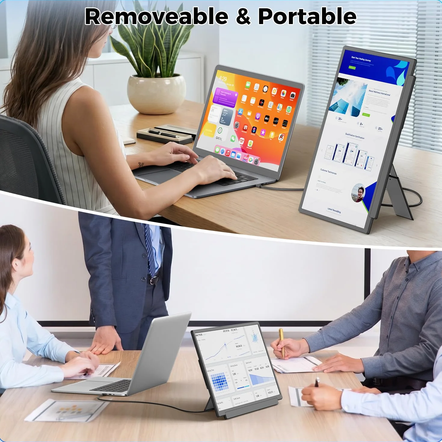 KEFEYA Rozszerzenie ekranu laptopa, FHD 1080p monitor do laptopa z dwoma ekranami, przenośny monitor 15,6" do laptopów o przekątnej ekranu 13-17", z USB C / HDMI, Plug and Play dla Windows/Mac