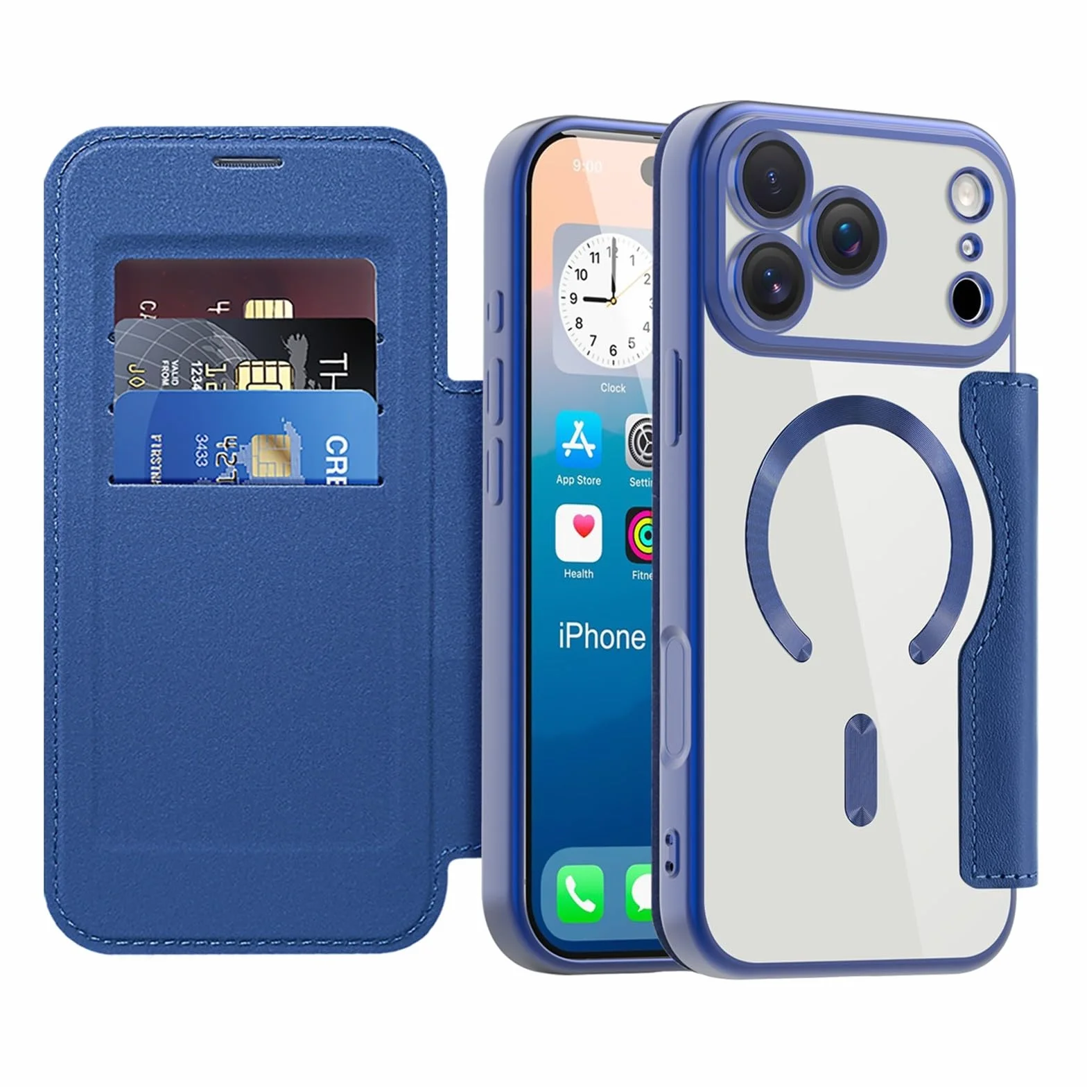 Generic etui kompatybilne z iPhone 14 Plus Kolor: (Deep Blue) Wysokiej jakości skórzane twarde silikonowe etui magnetyczne z klapką