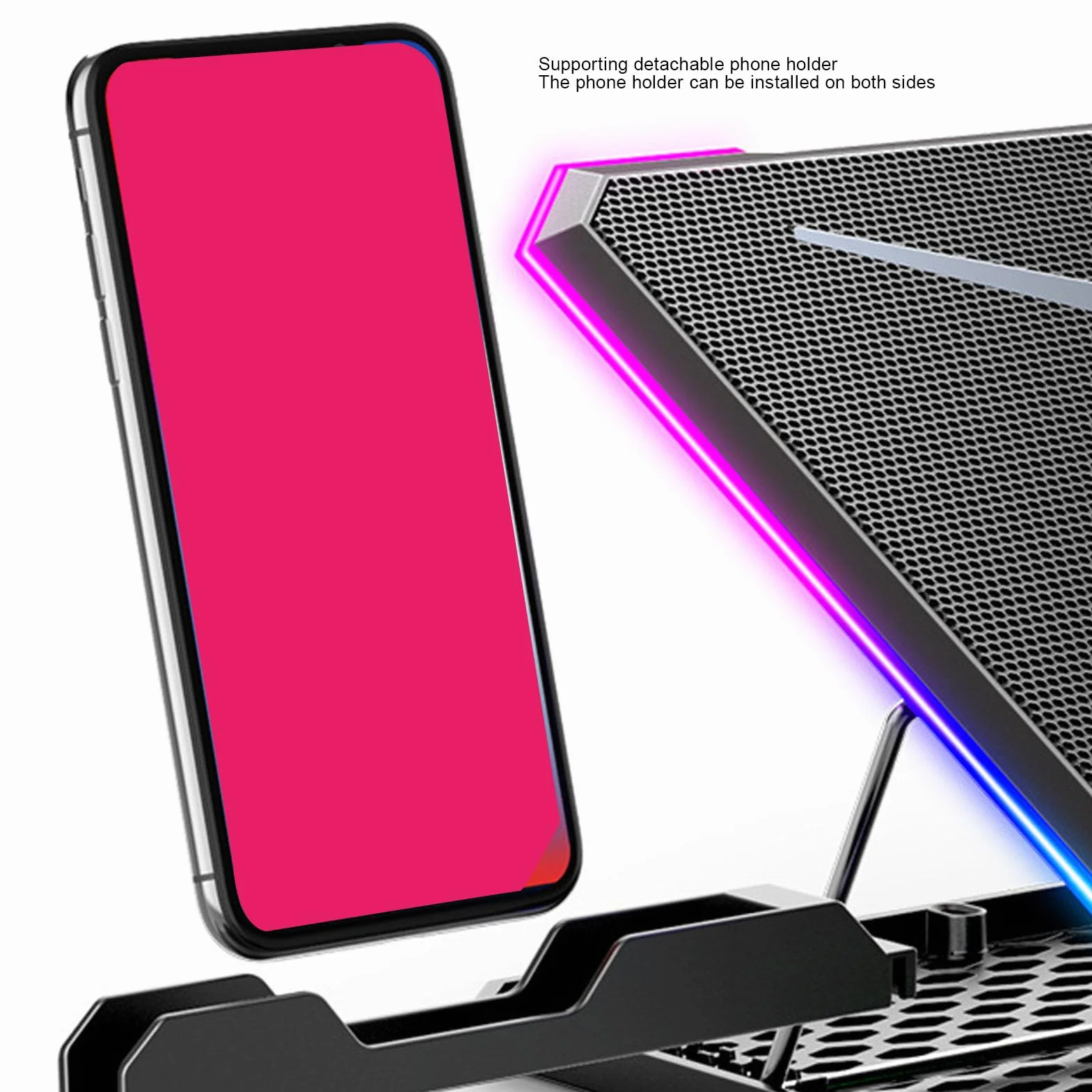 Generic Podkładka Chłodząca do Laptopa do Gier Wydajna Cicha 5 Regulowanych Prędkości Wentylatora Światła RGB dla Graczy Komputery 12-19" Stop Aluminium Materiał ABS (14 fanów)