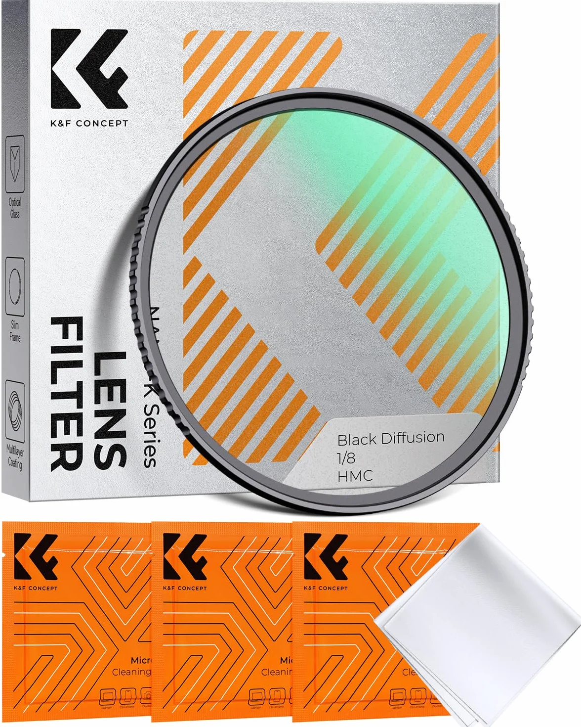 K&F Concept 40,5 mm czarna dyfuzja 1/8 filtr mgiełka miękkie świecące filtry do soczewek (seria Nano-K)