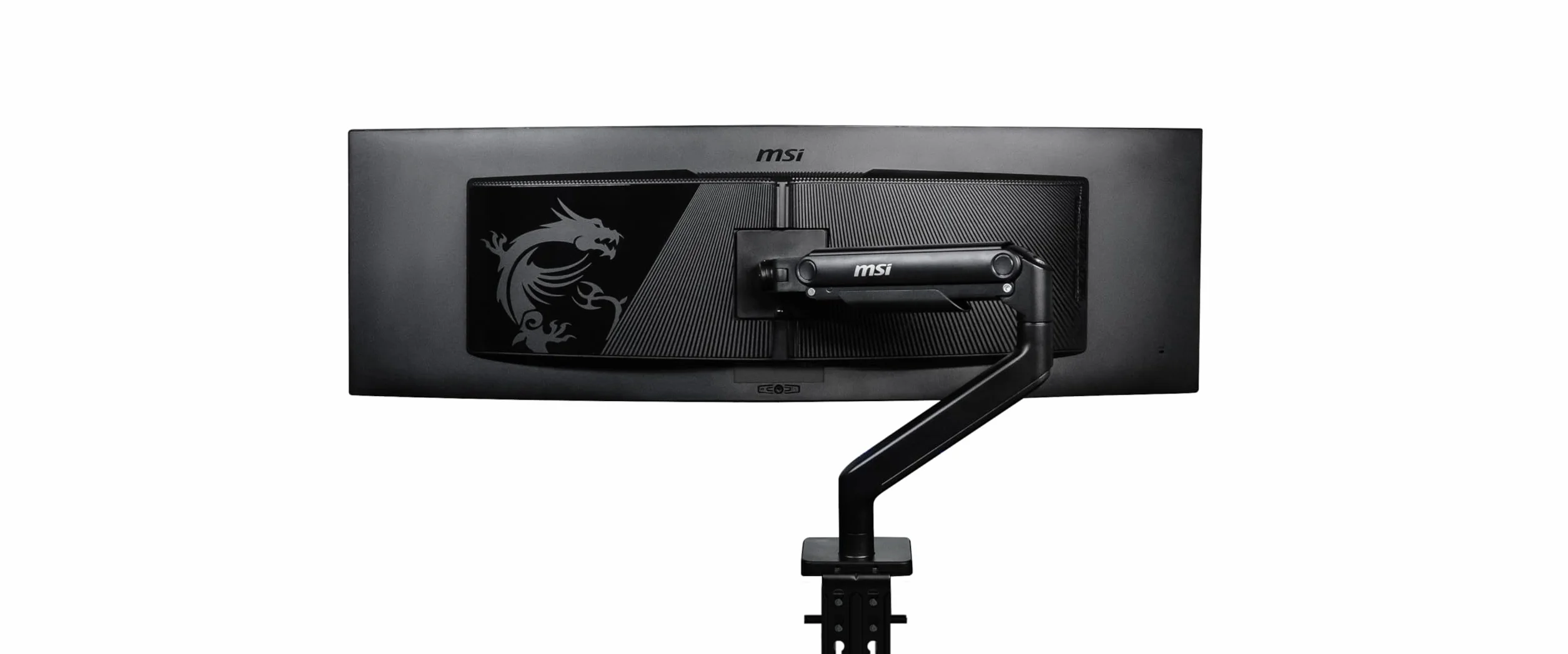 MSI MAG MT201 - Wysokiej jakości wytrzymałe pojedyncze ramię stojaka, obsługuje ekrany 43.2-124.5 cm i 20.0 kg, kompatybilny z VESA, regulowany uchwyt ze sprężyną gazową, zacisk i przelotka, płyta