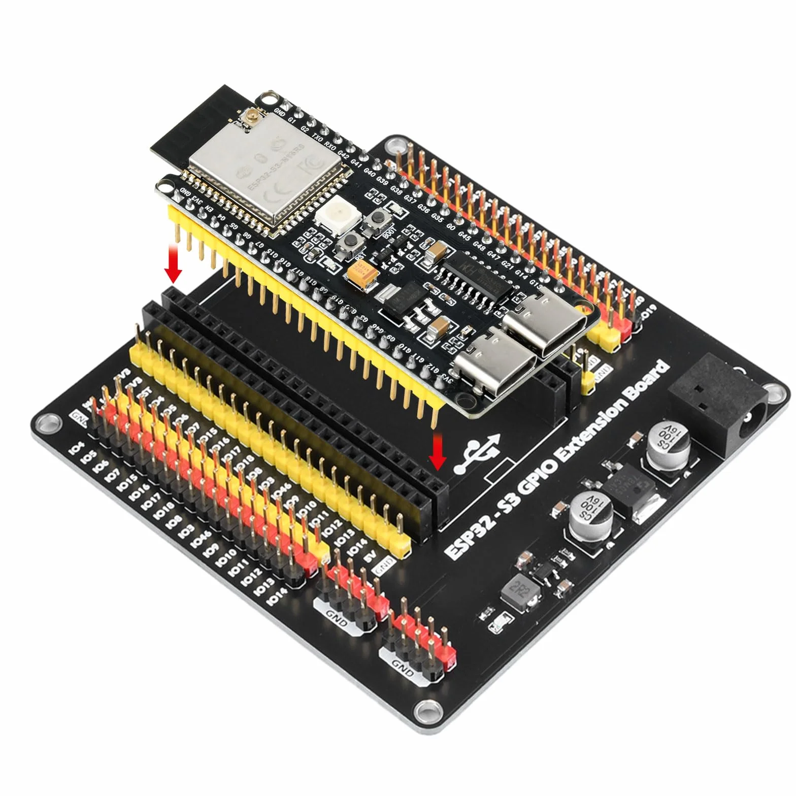 diymore do modułu ESP32-S3 DevKitC-1 N16R8, tablica rozszerzeń do tablic programistycznych do ESP32 S3 1-N16R8 tablica rozwojowa z WiFi, Bluetooth 5.0, antena USB C z możliwością podłączenia