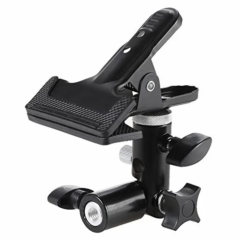 Andoer Metalowy zacisk odbłyśnik z 5/8" oświetlenie instalacja stojąca 1/4" na 3/8" śruba Swivel Mount adapter do foto-studyjnego reflektora i tła